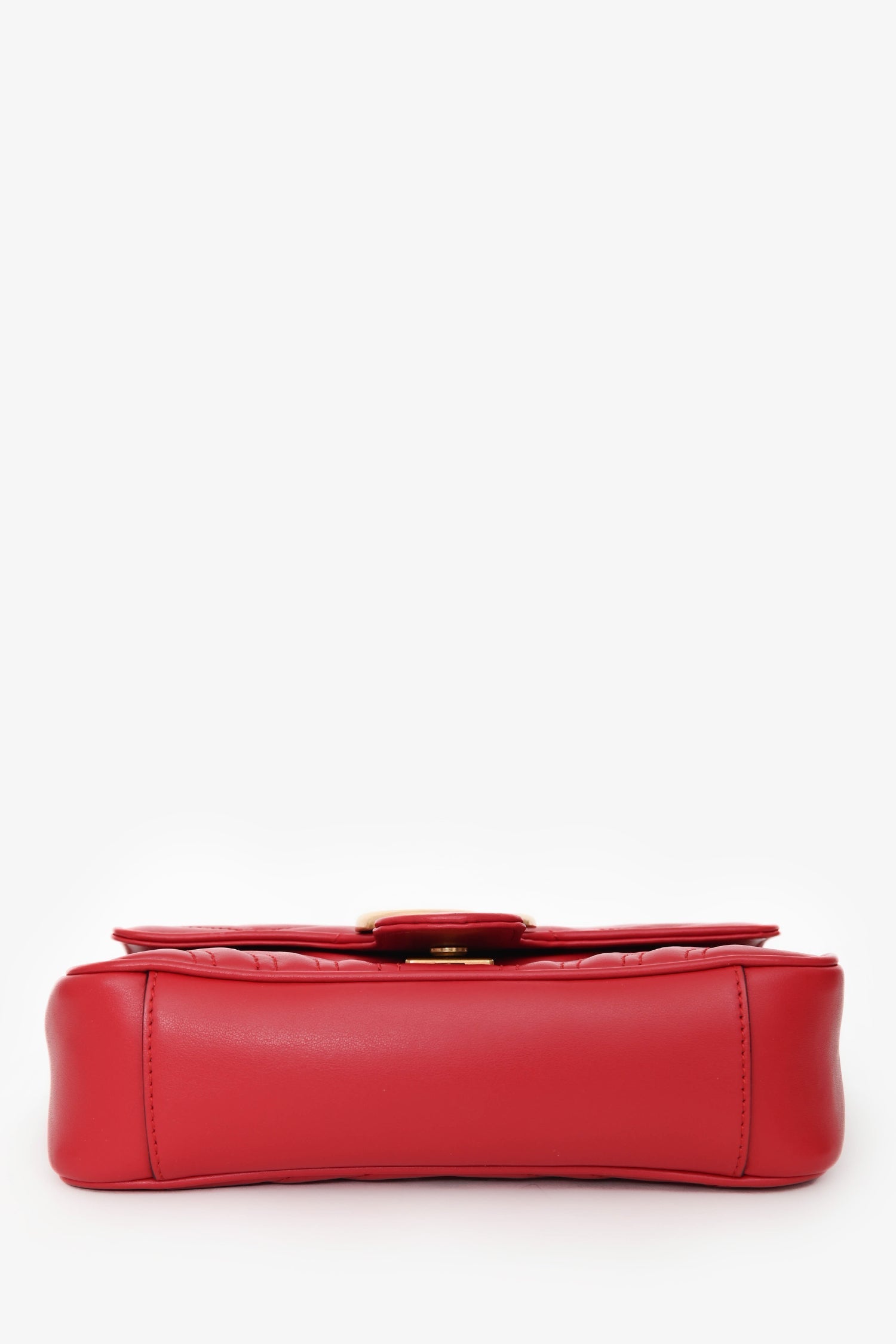 Gucci Red Leather Small GG Marmont Shoulder Bag