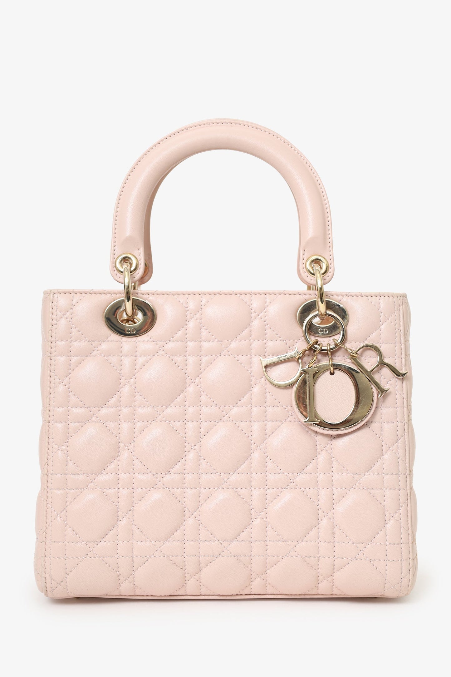 Dior Handbag Christian Lady Bag With Strap Leather Pink Medium