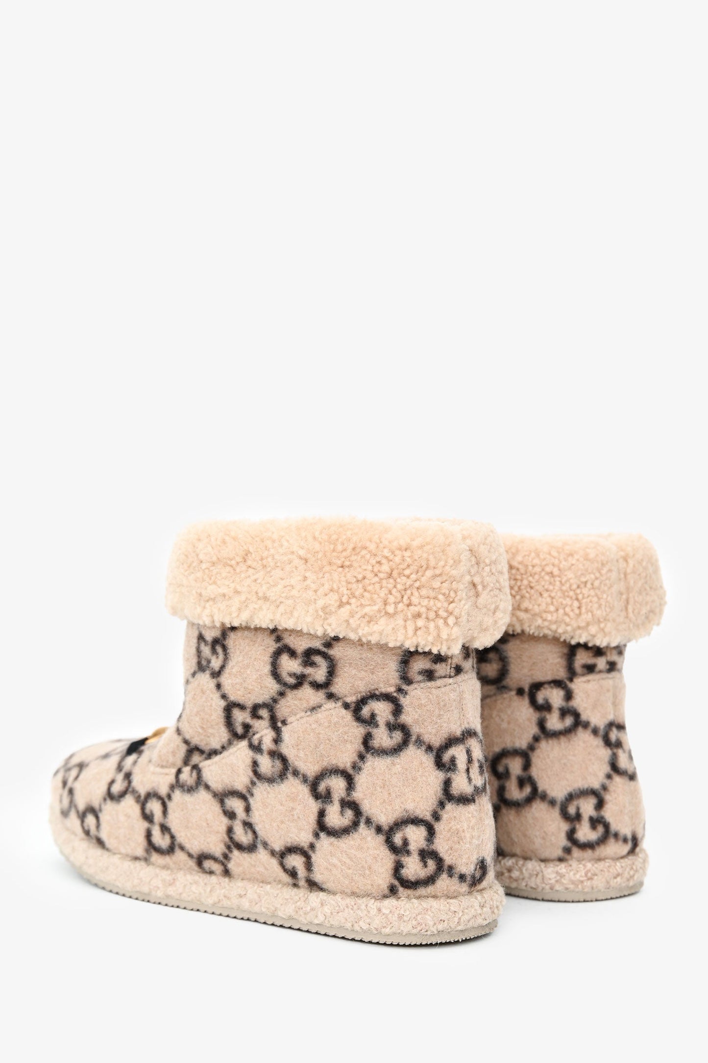 Gucci Beige Wool Monogram Horsebit Boots Size 41