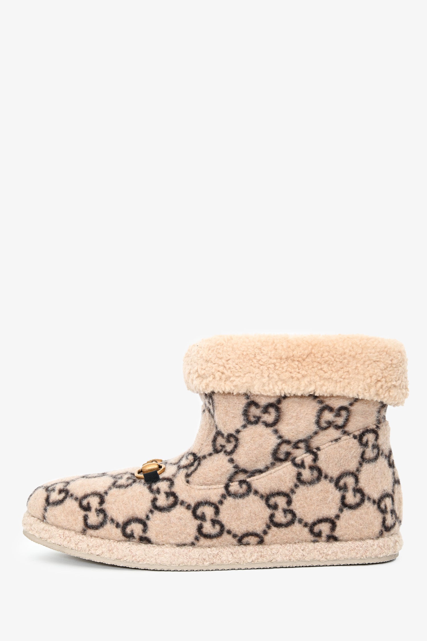 Gucci Beige Wool Monogram Horsebit Boots Size 41