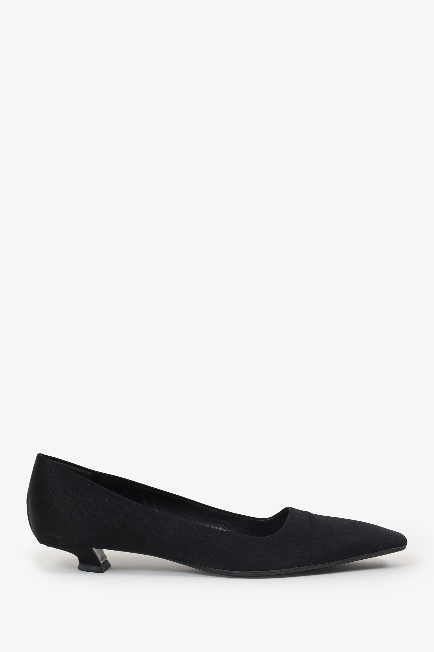 Prada Handbag Square Toe Kitten Heels Satin Black Shoes