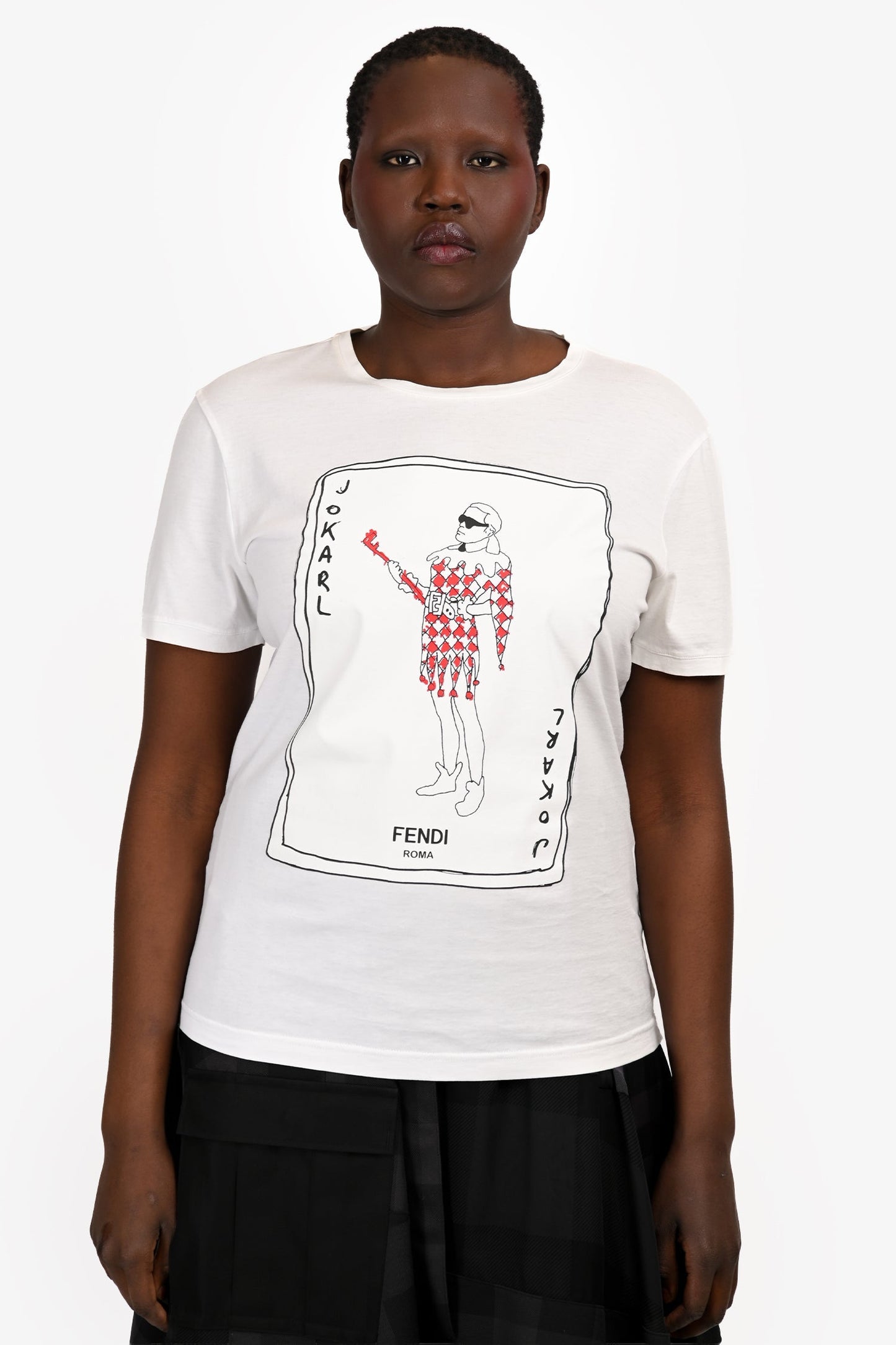 Fendi Handbag Cotton 'Jokarl' Graphic T-Shirt White