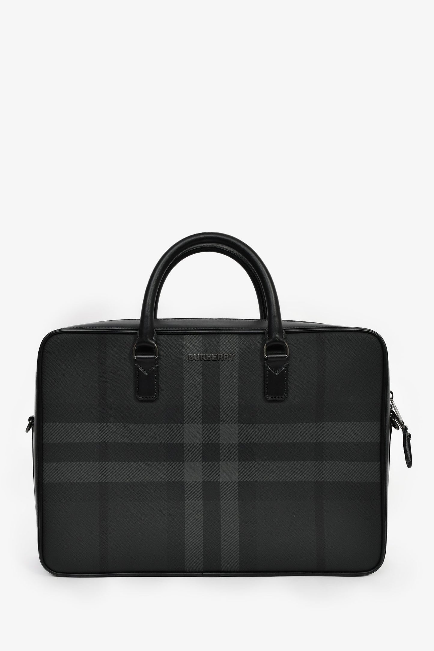 Burberry Ainsworth Briefcase With Strap Handbag Leather Black Travel Bag