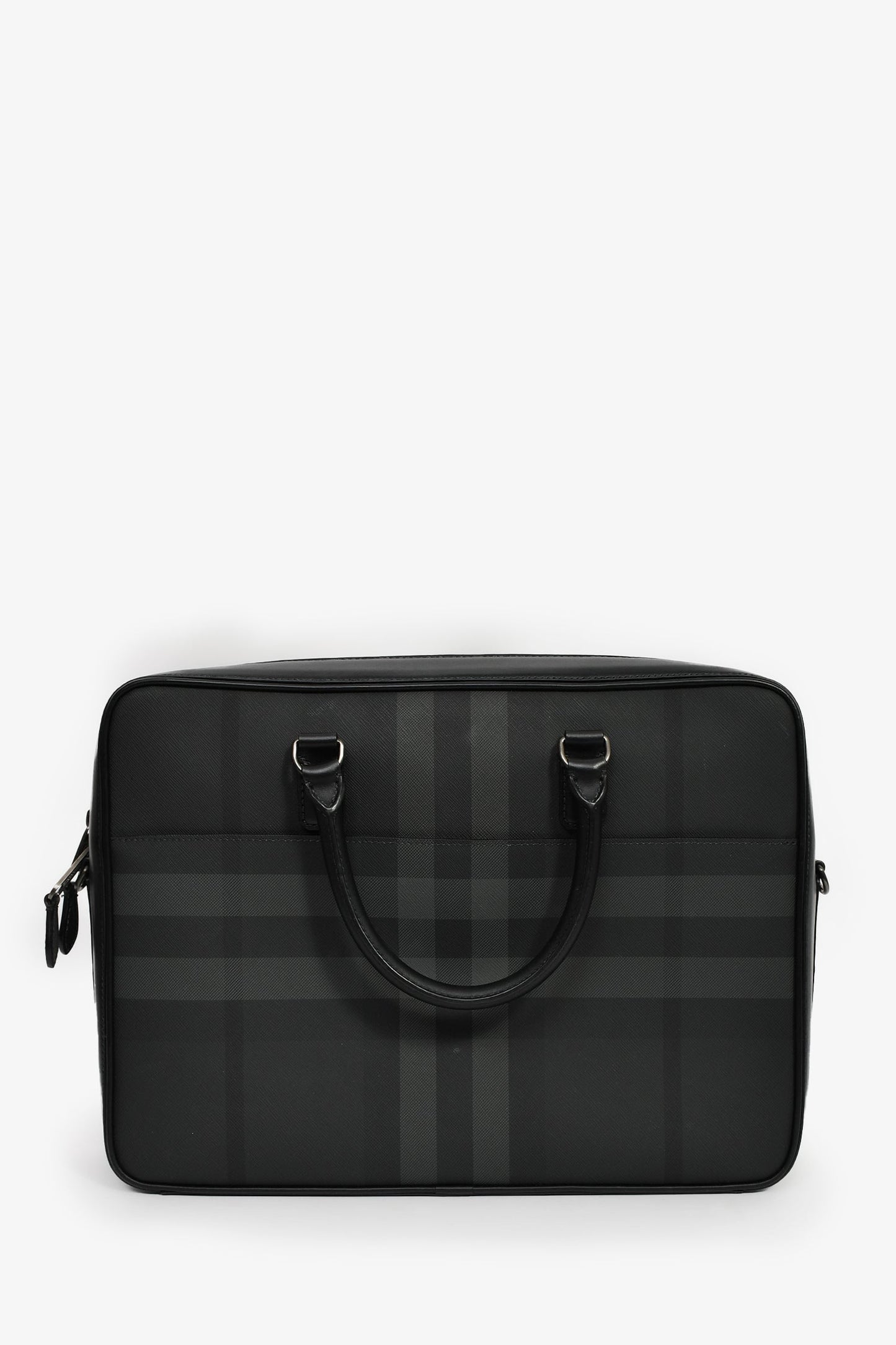 Burberry Ainsworth Briefcase With Strap Handbag Leather Black Travel Bag