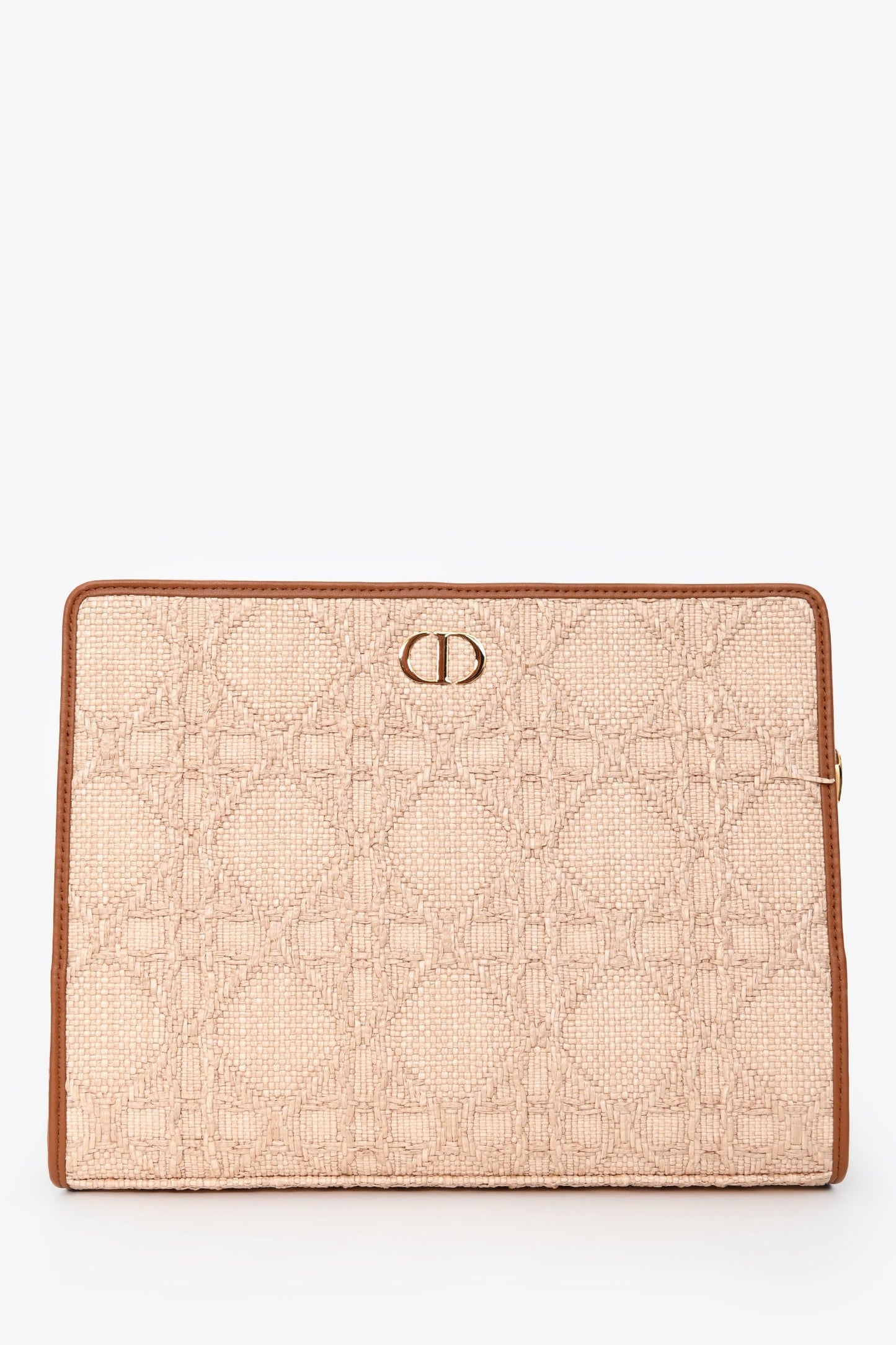 Dior Clutch Bag Christian Straw Clutch Brown Logo
