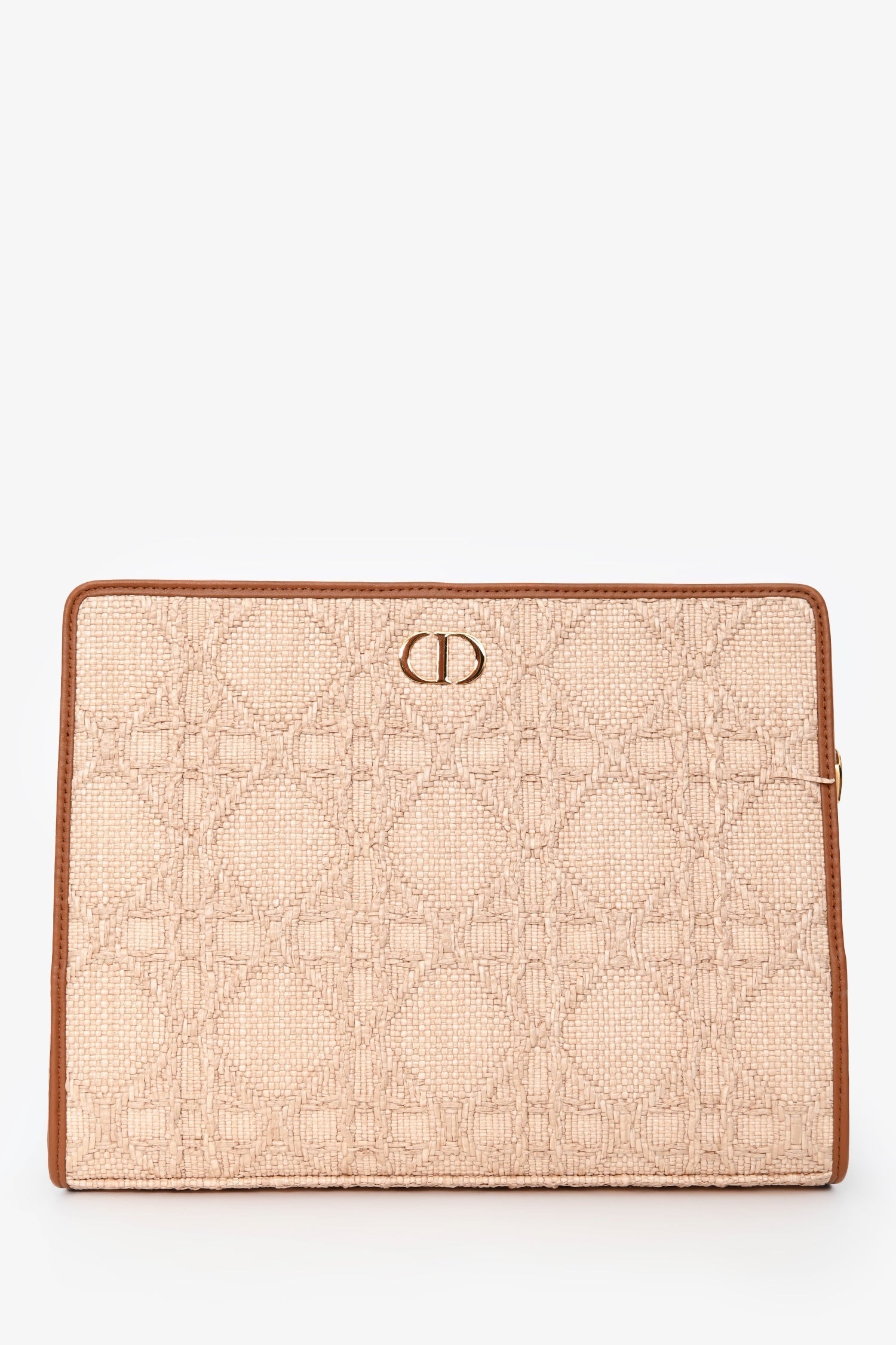 Dior Clutch Bag Christian Straw Clutch Brown Logo