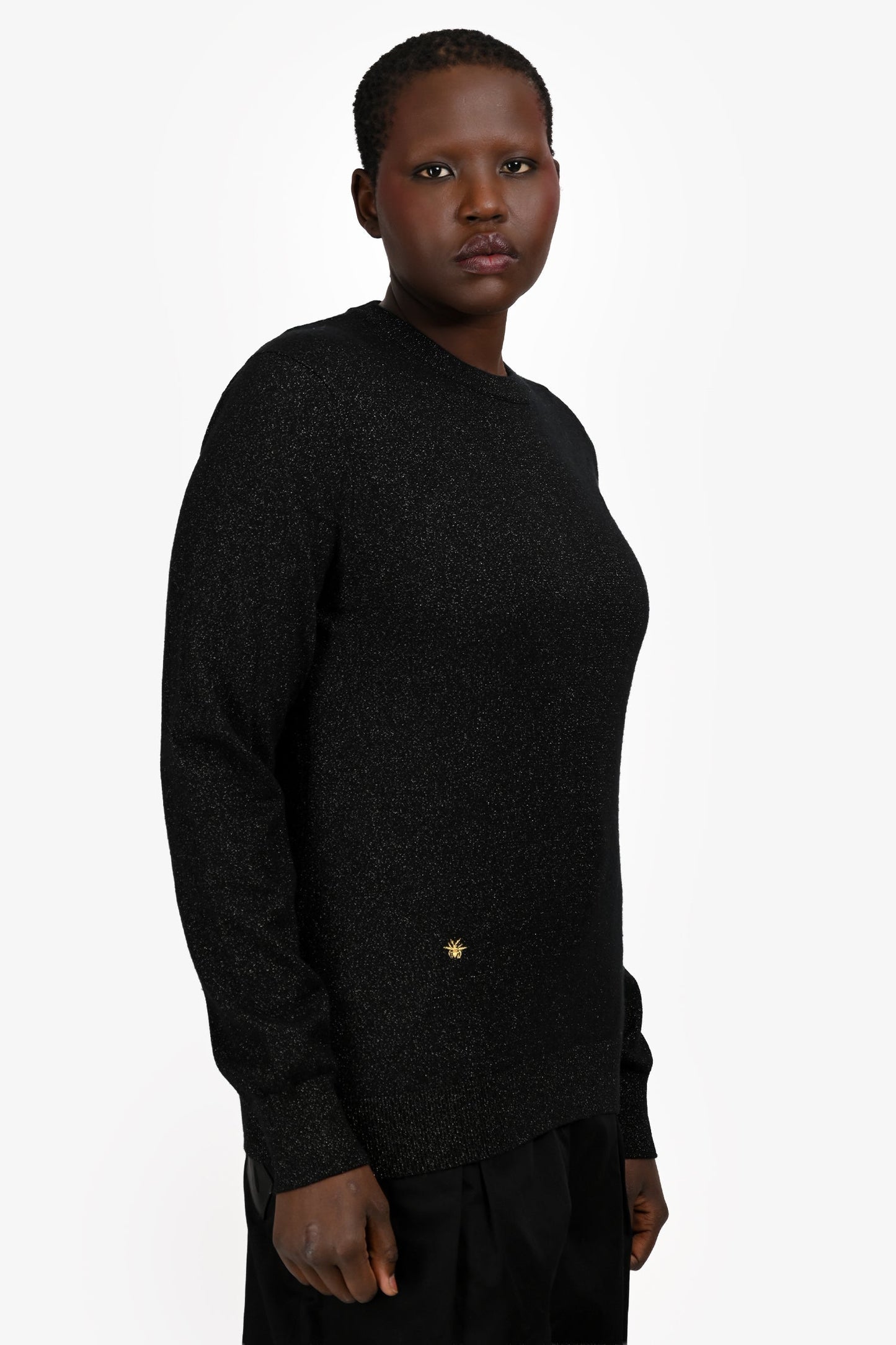 Dior Handbag Christian Cashmere Sparkly Sweater Black