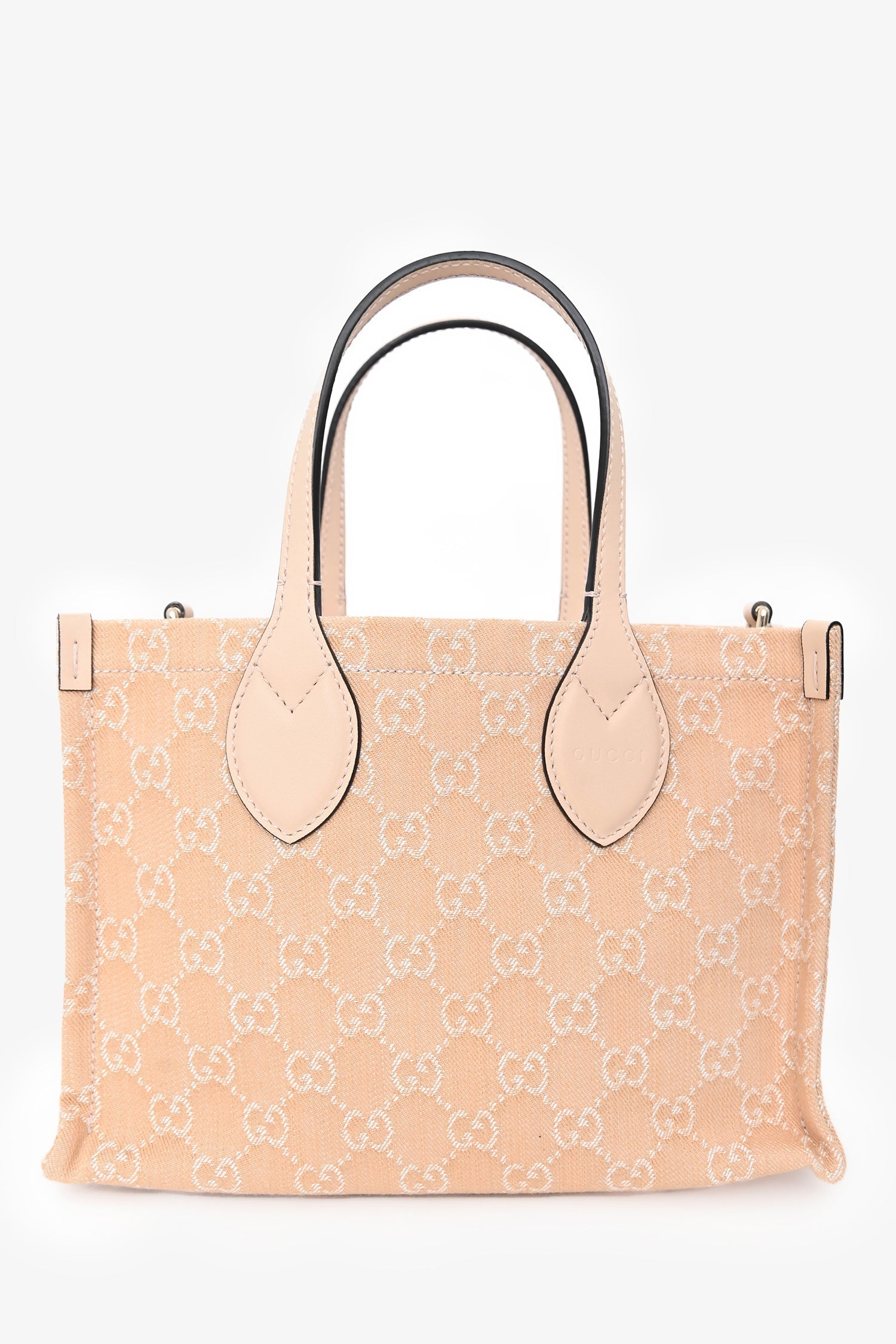 Gucci Beige Monogram Denim Ophidia Medium Shopper Tote with Strap + Pouch
