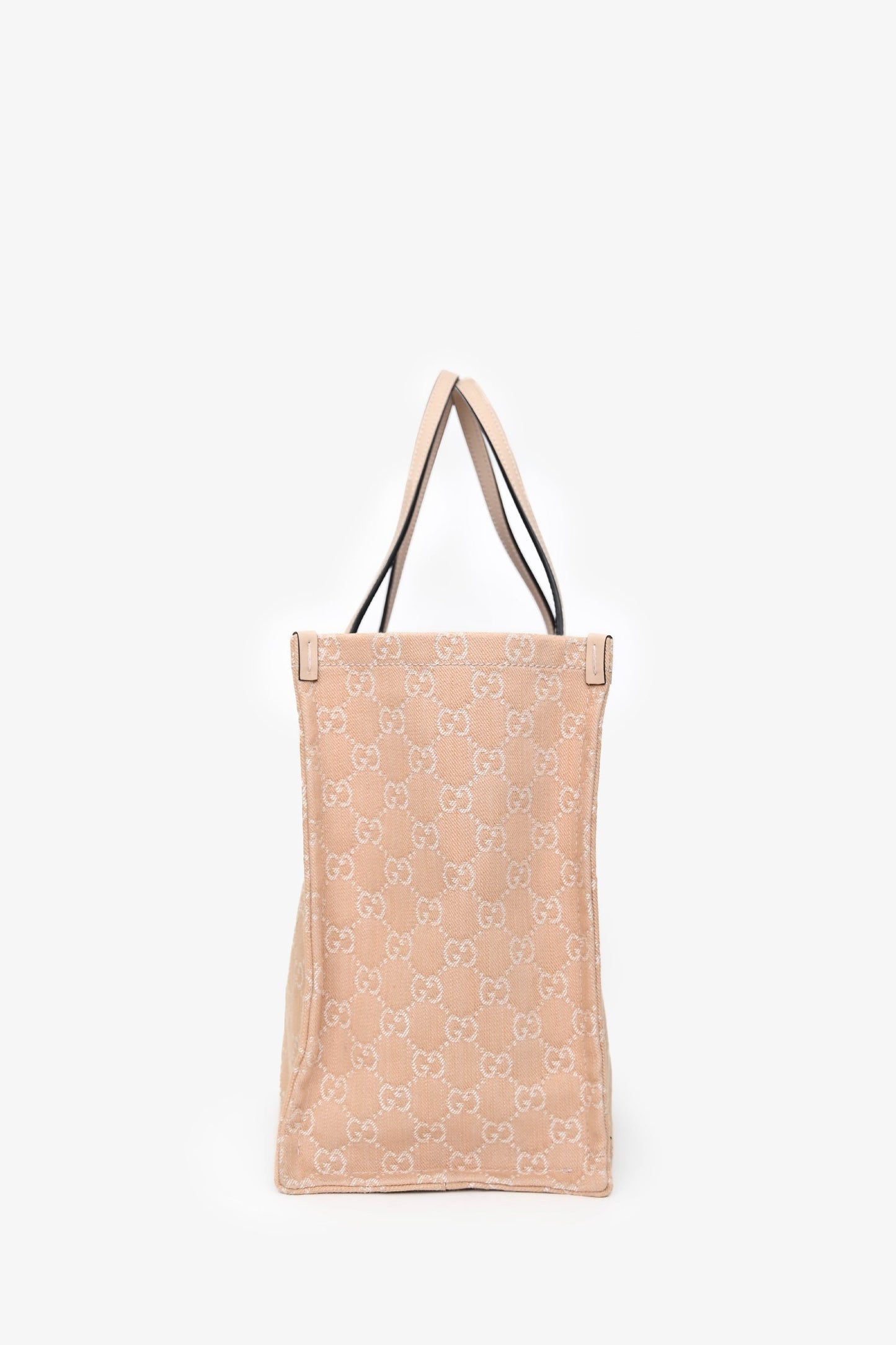 Gucci Beige Monogram Denim Ophidia Large Shopper Tote with Pouch