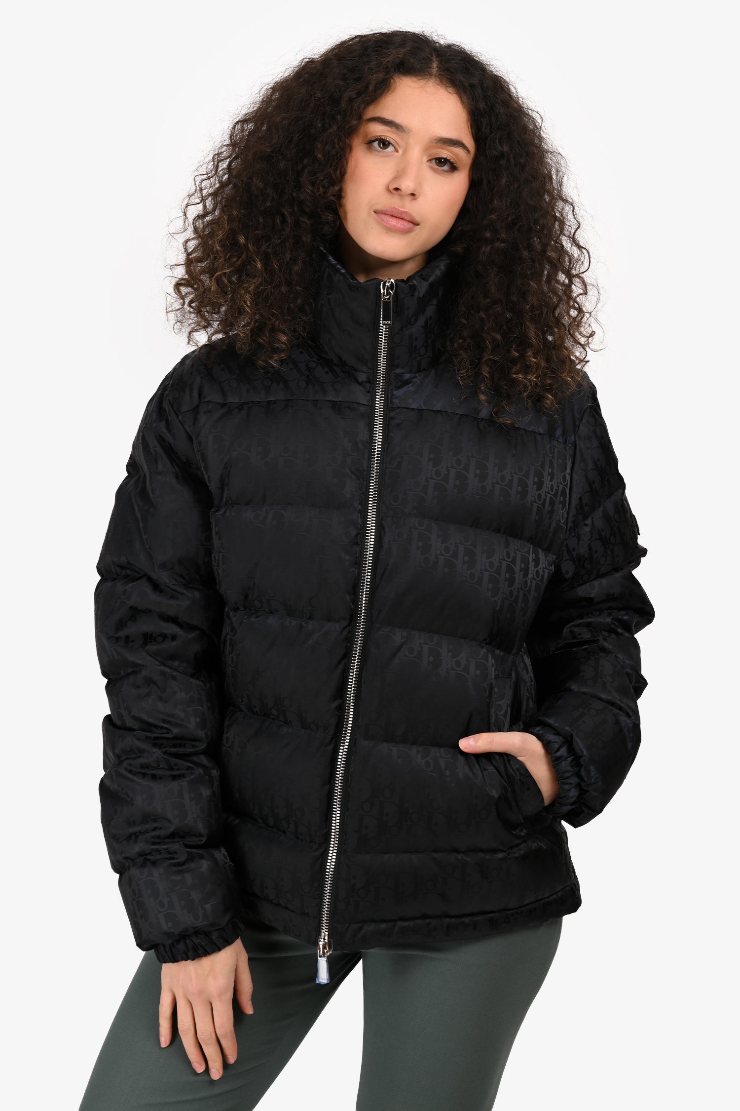 Dior Handbag Chrisitan Puffer Jacket Nylon Black Logo
