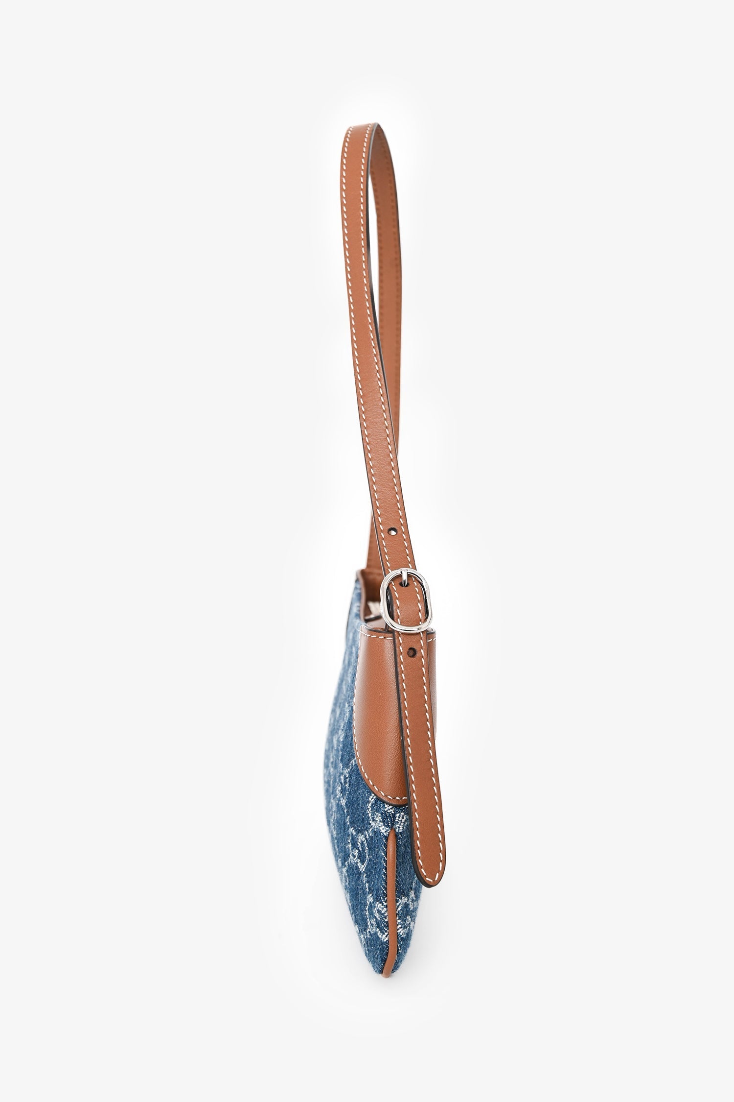 Gucci Blue Monogram Denim Mini Emblem Shoulder Bag