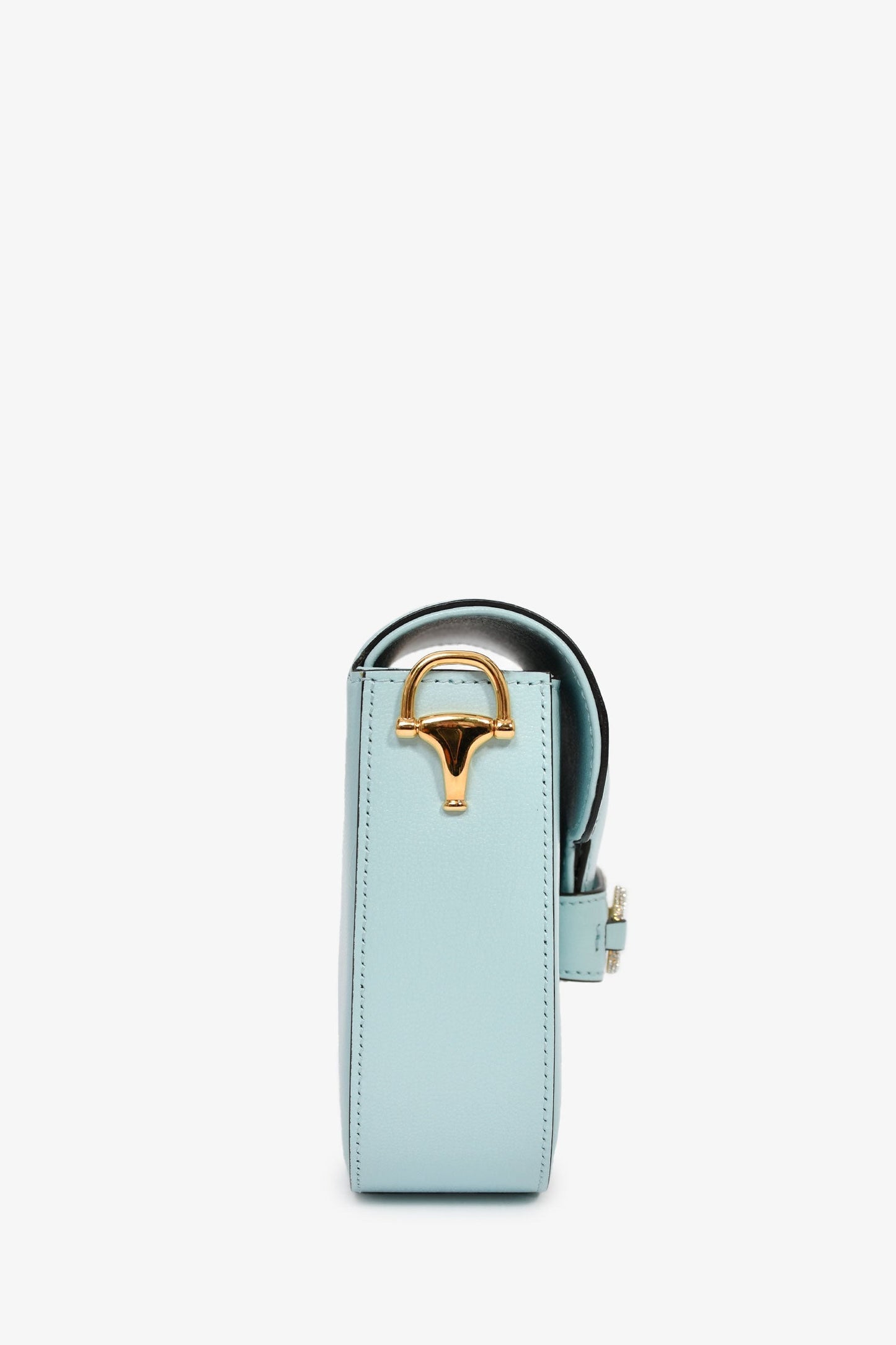 Gucci Blue Leather Crystal Horsebit 1955 Mini Shoulder Bag