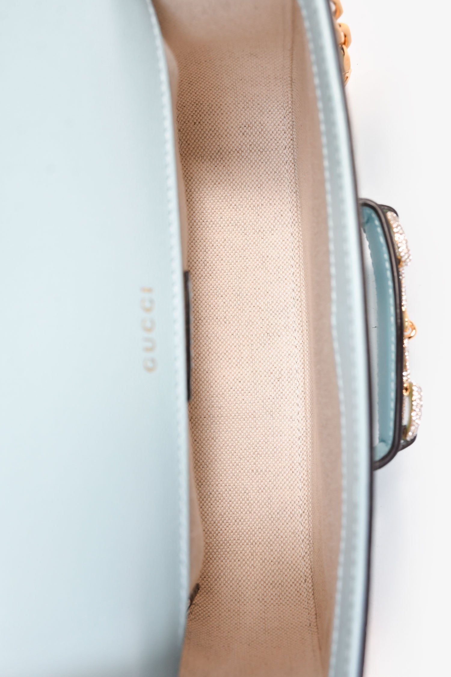 Gucci Blue Leather Crystal Horsebit 1955 Mini Shoulder Bag