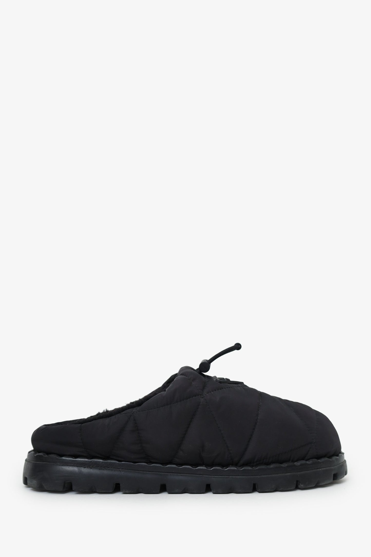Prada Handbag Slipper Mule Nylon Quilted Black Shoes