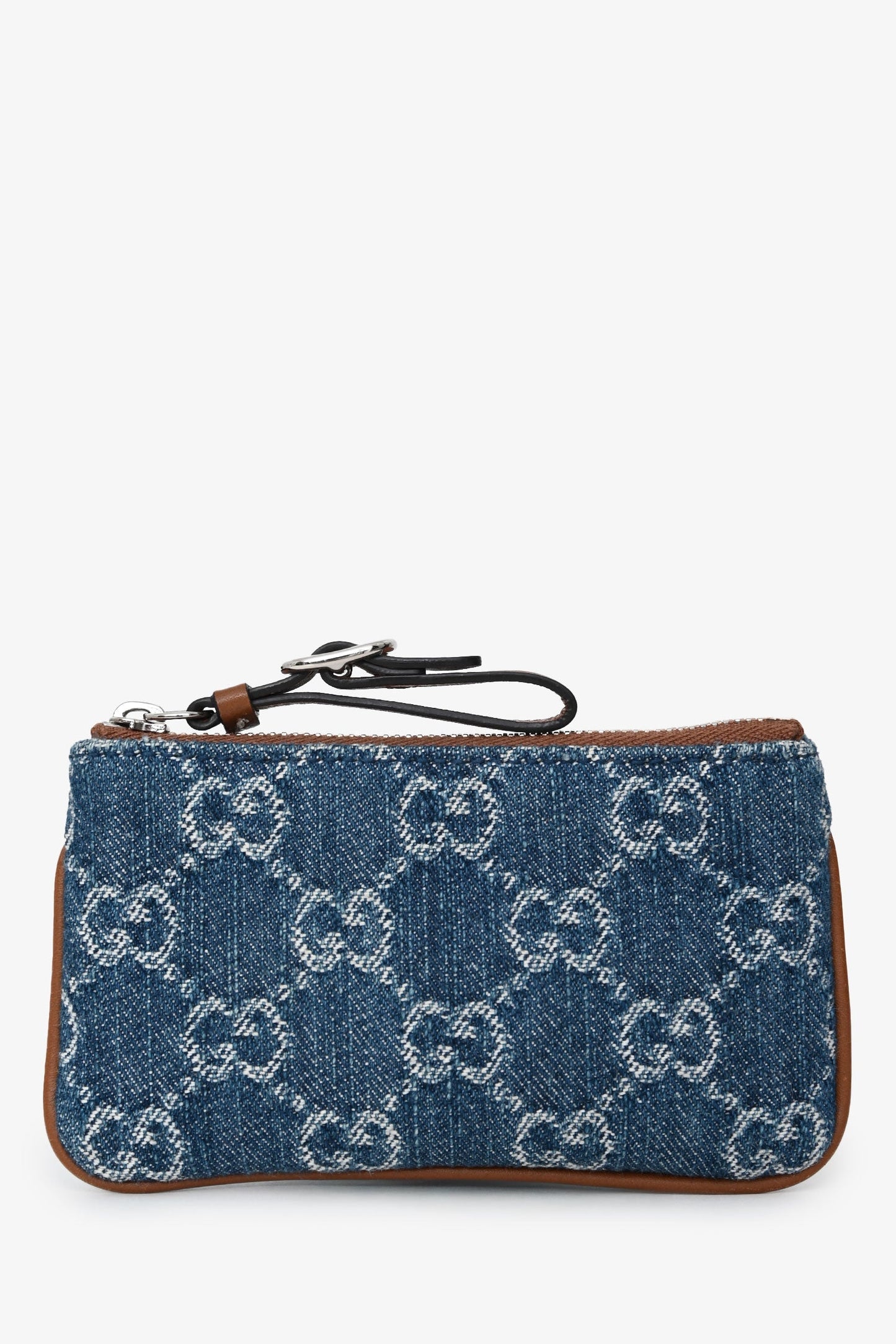 Gucci Blue/Brown Denim/Leather Trim GG Coin Pouch