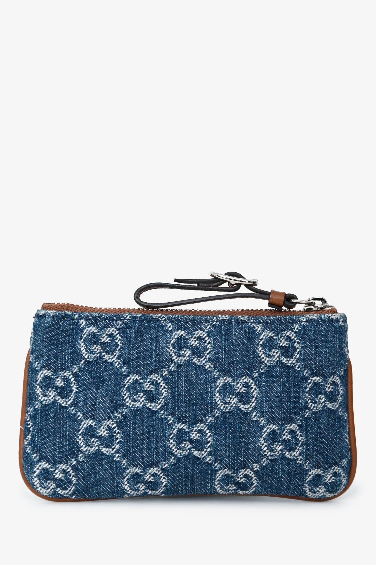 Gucci Blue/Brown Denim/Leather Trim GG Coin Pouch
