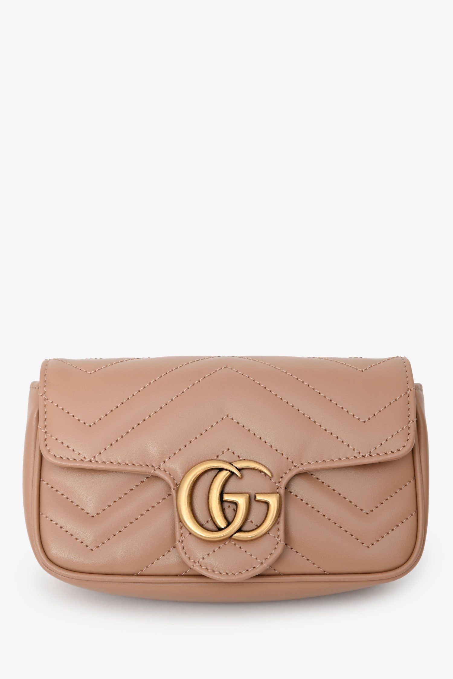 Gucci Brown Leather GG Marmont Super Mini Crossbody Bag