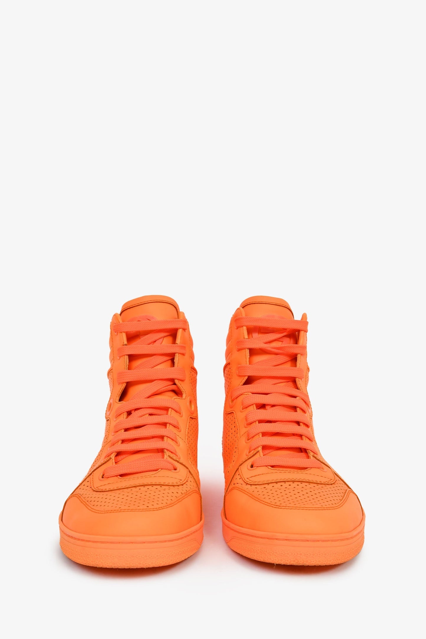 Gucci Neon Orange Signature High Top Sneakers Size 9