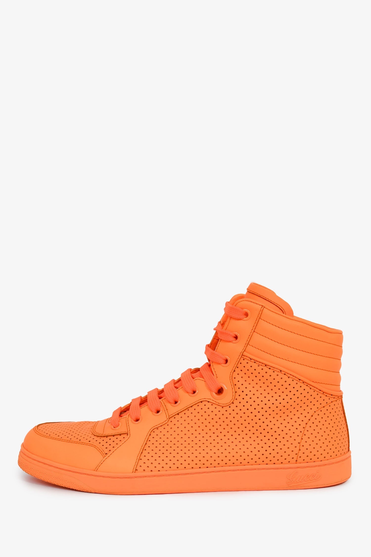 Gucci Neon Orange Signature High Top Sneakers Size 9