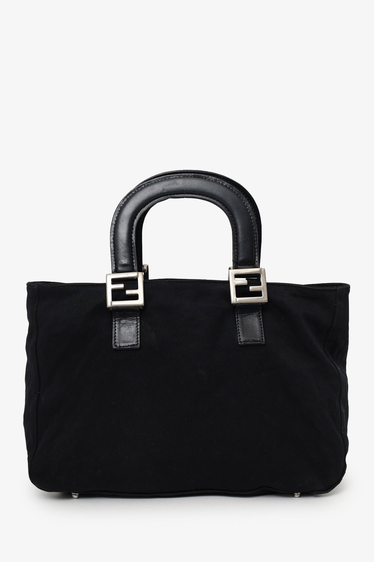 Fendi Handbag FF Bag Canvas Black Top Handle Shoulder Bag