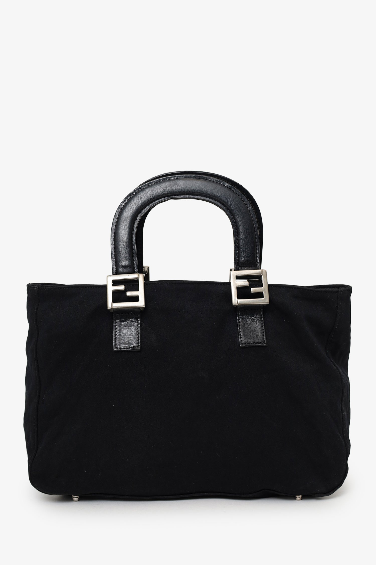 Fendi Handbag FF Bag Canvas Black Top Handle Shoulder Bag