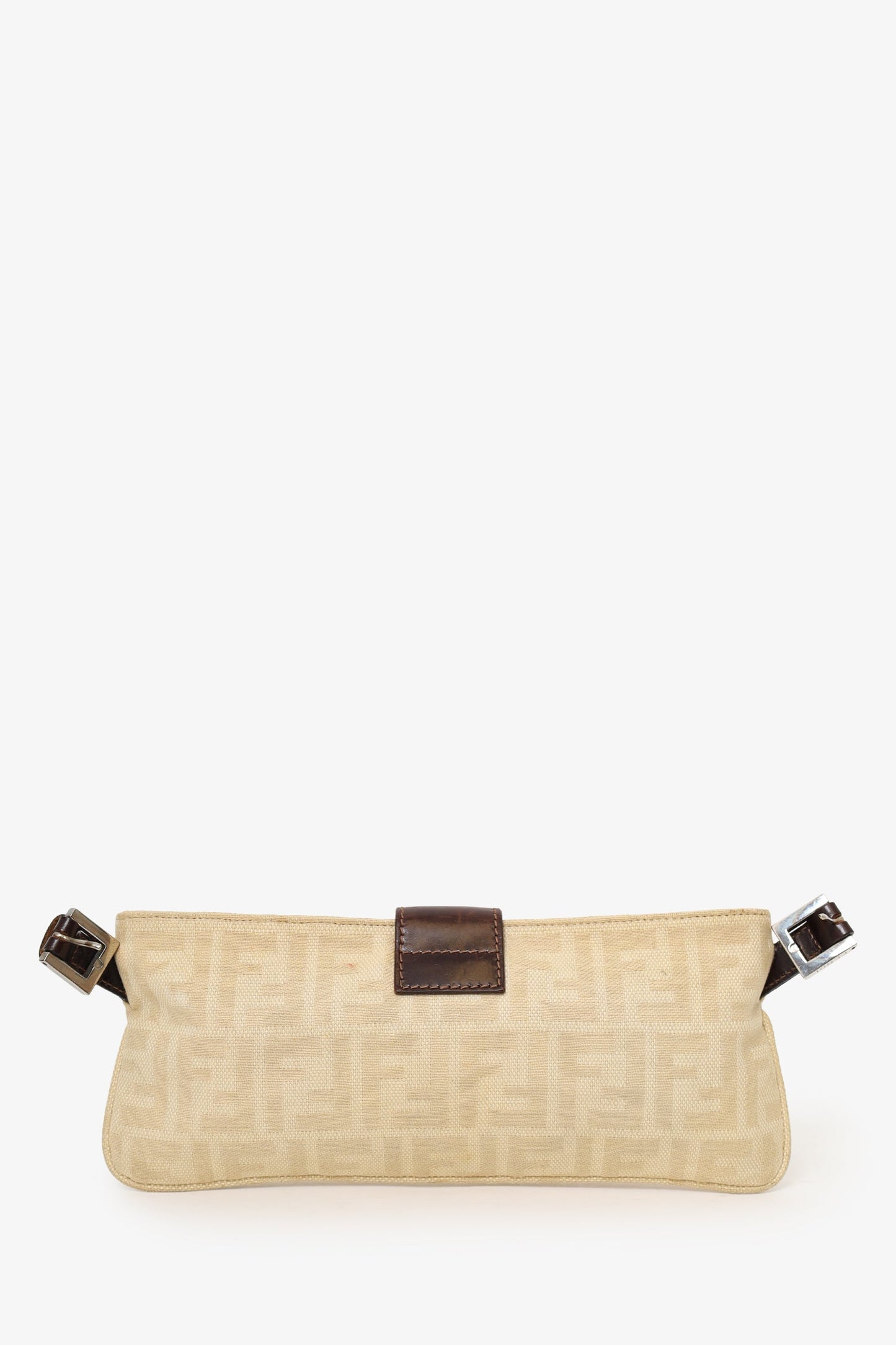 Fendi Ff Zucca Baguette Pochette Shoulder Bag Canvas Beige