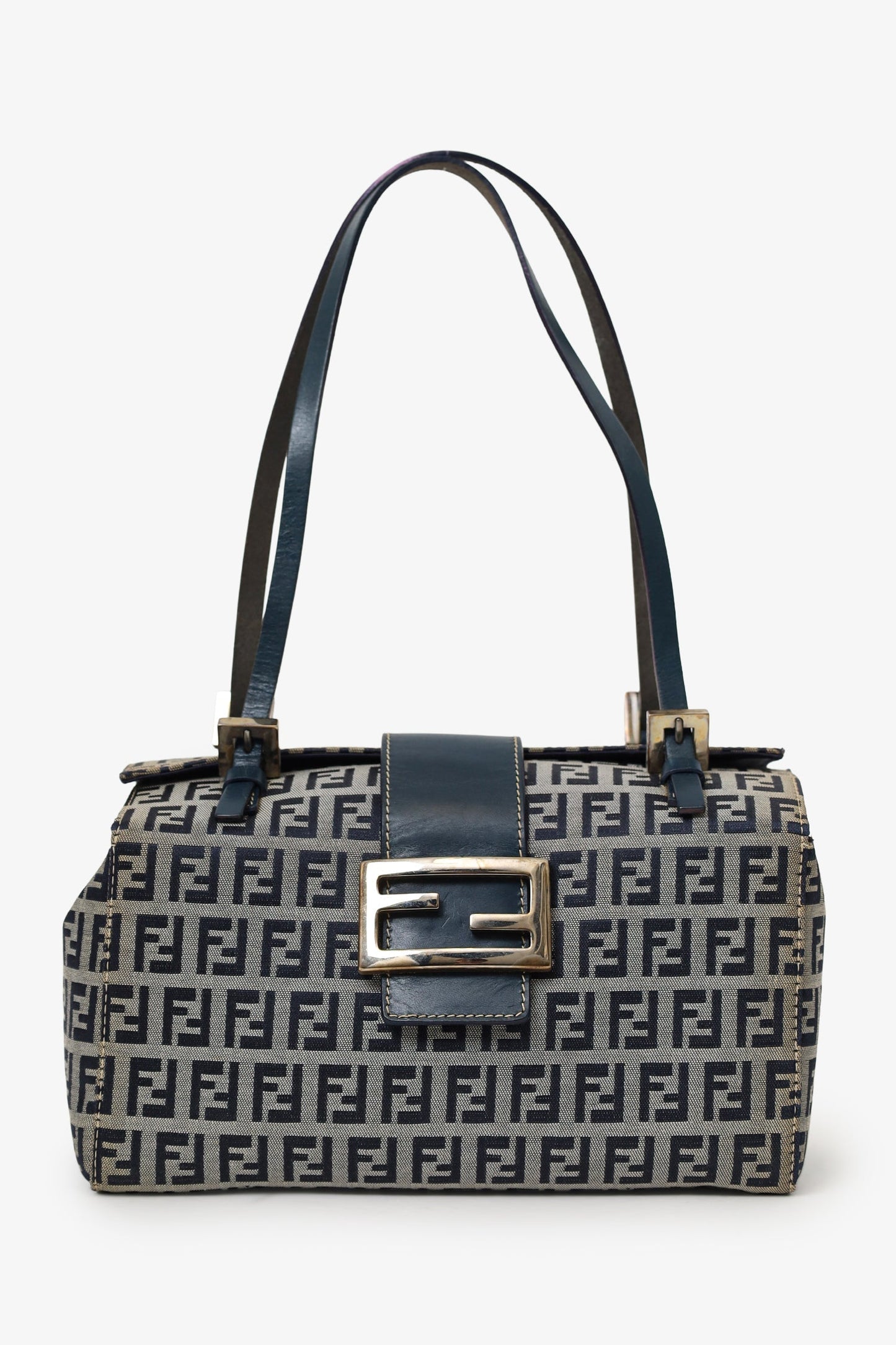 Fendi Grey Ff Zucca Bento Box Bag Canvas Gray Navy Shoulder Bag