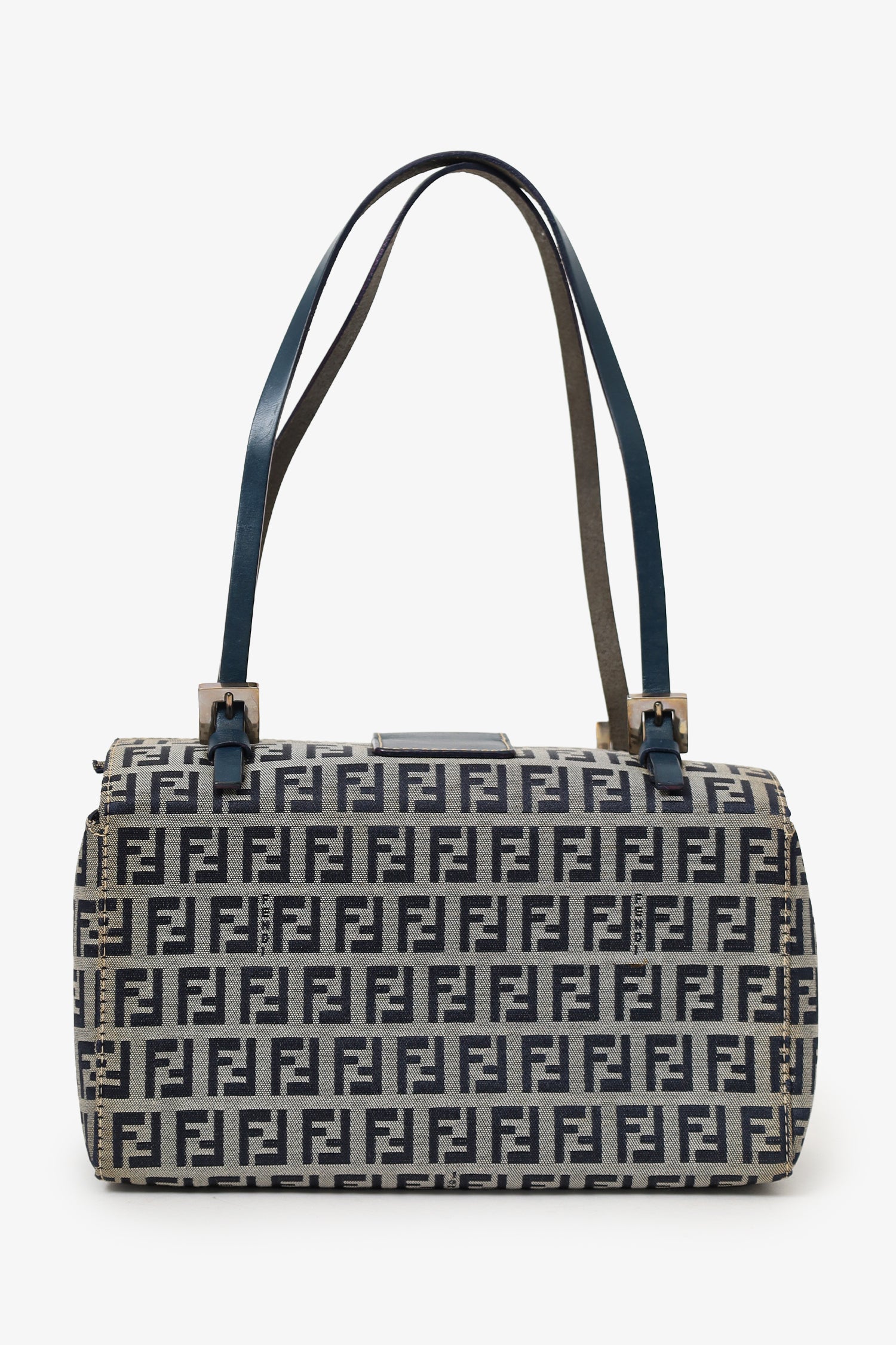 Fendi Grey Ff Zucca Bento Box Bag Canvas Gray Navy Shoulder Bag