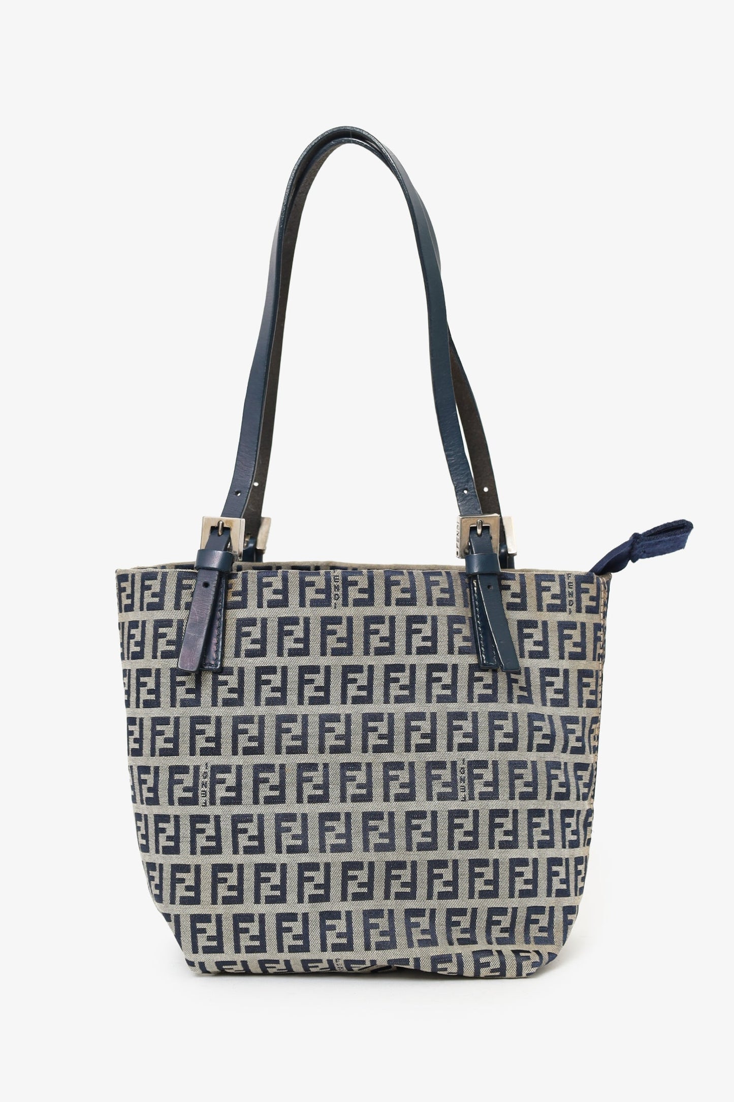 Fendi Grey Ff Zucca Bag Canvas Gray Navy Bucket Bag