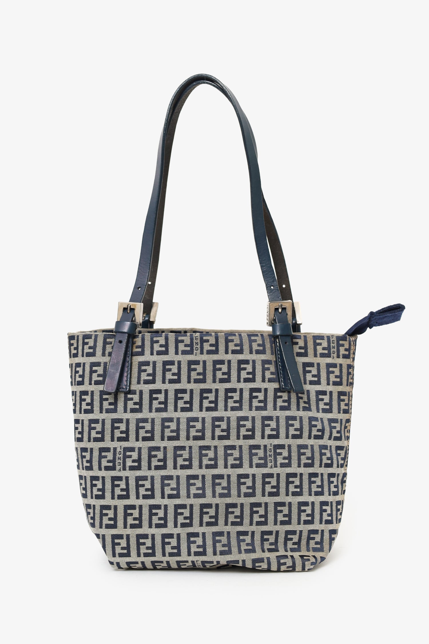 Fendi Grey Ff Zucca Bag Canvas Gray Navy Bucket Bag