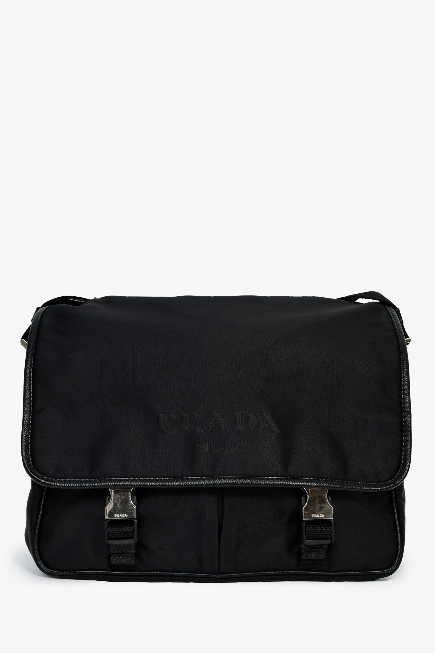 Prada Crossbody Bag Tessuto Messenger Bag Black Flap