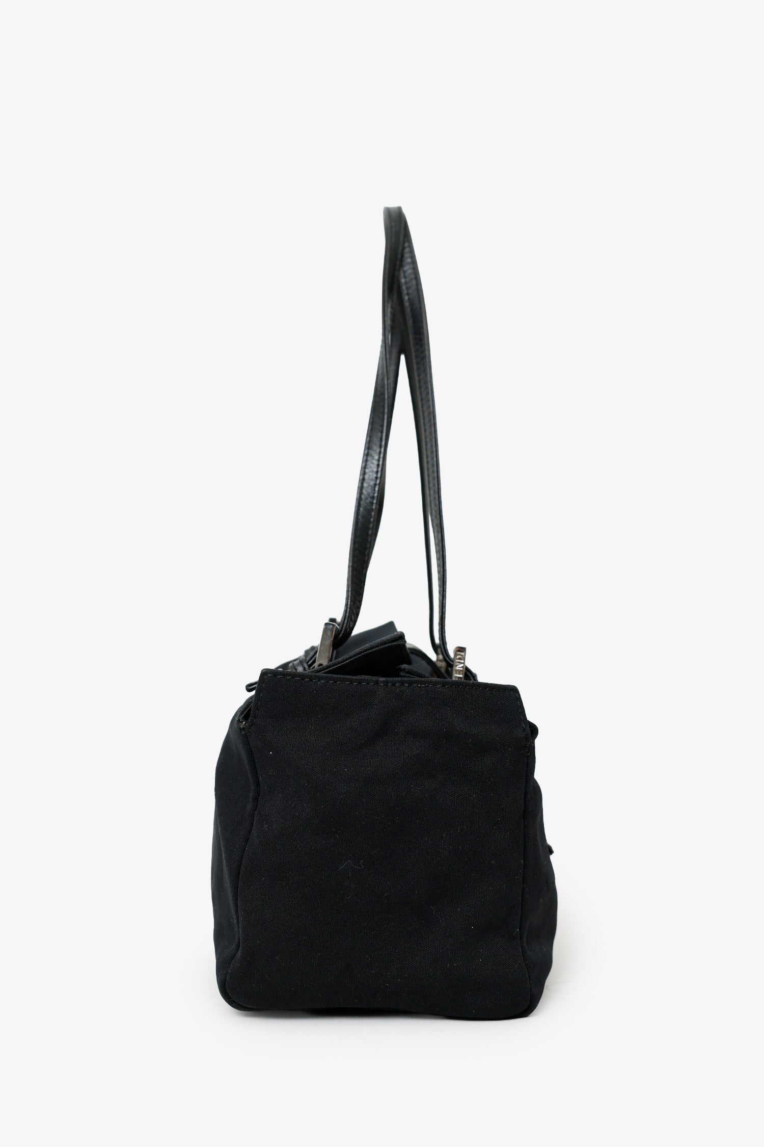 Fendi Fabric Neoprene Baguette Shoulder Bag Black