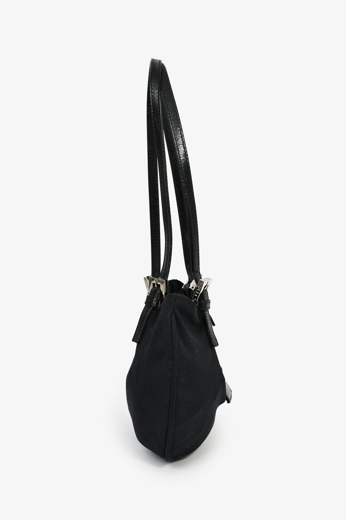 Fendi Fabric Mamma Half Moon Shoulder Bag Black