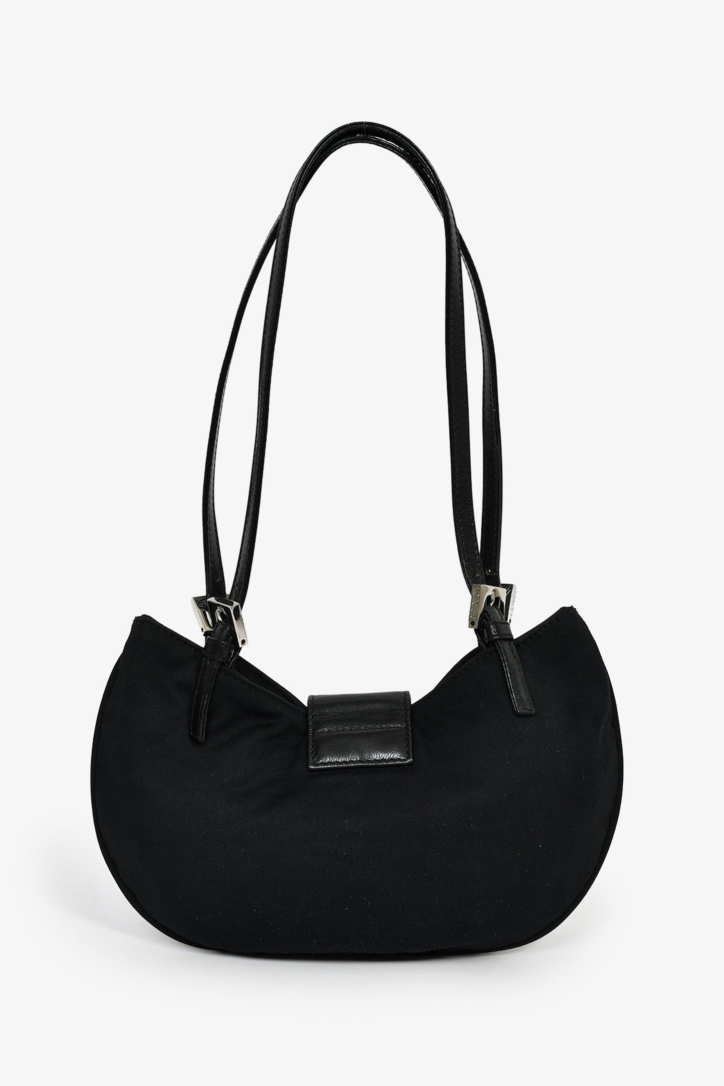 Fendi Fabric Mamma Half Moon Shoulder Bag Black