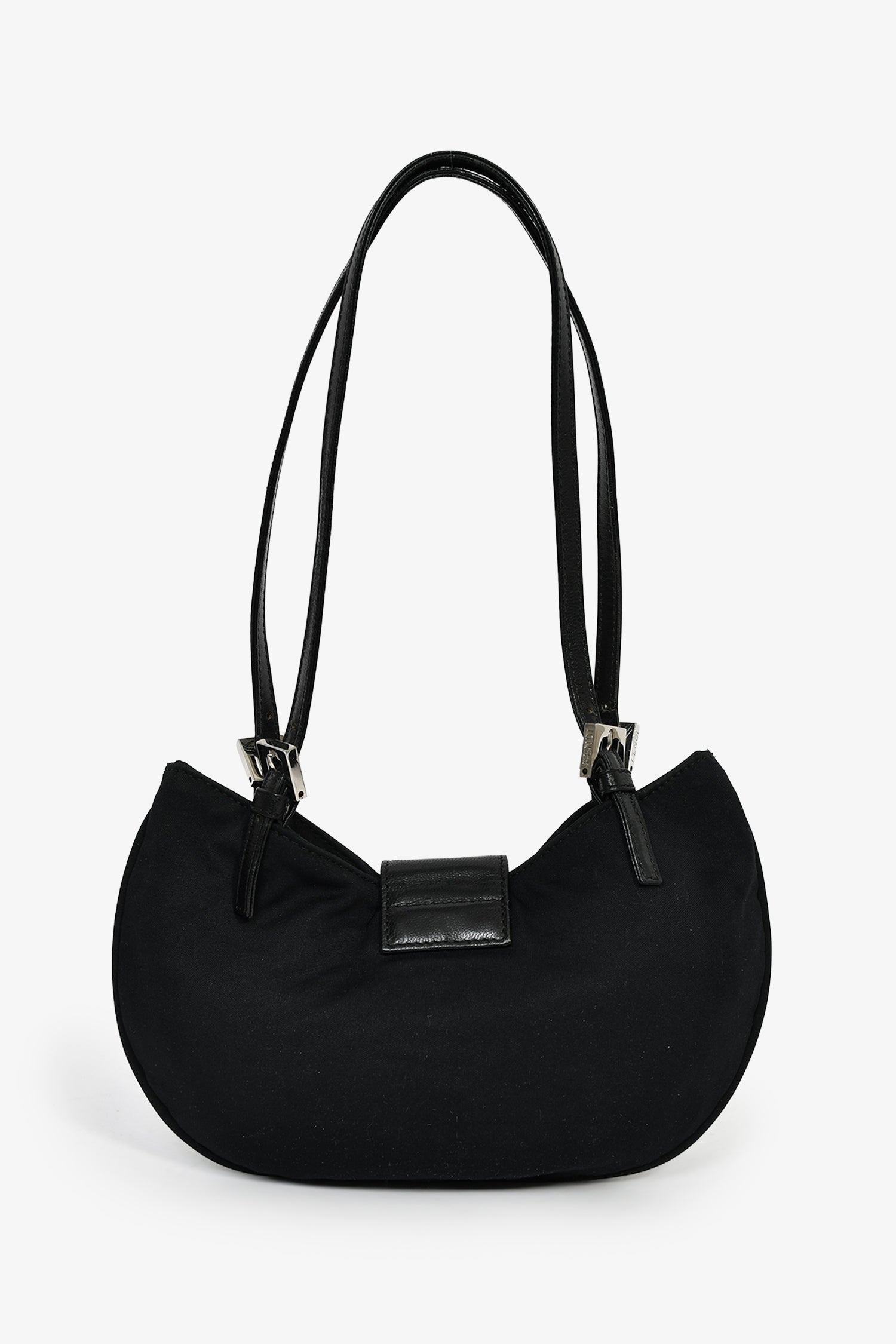 Fendi Fabric Mamma Half Moon Shoulder Bag Black