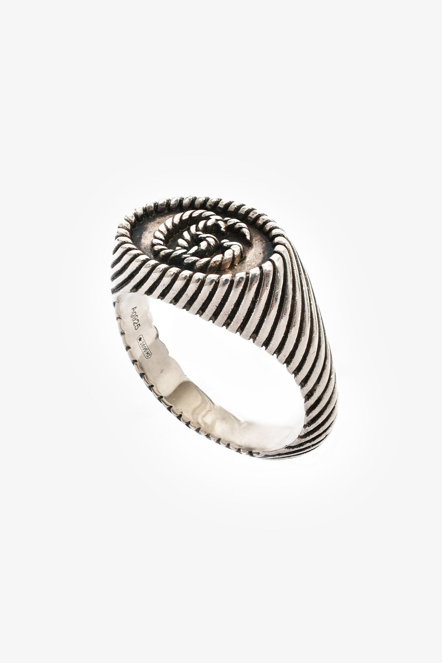 Gucci Sterling Silver GG Marmont Signet Ring Size 9