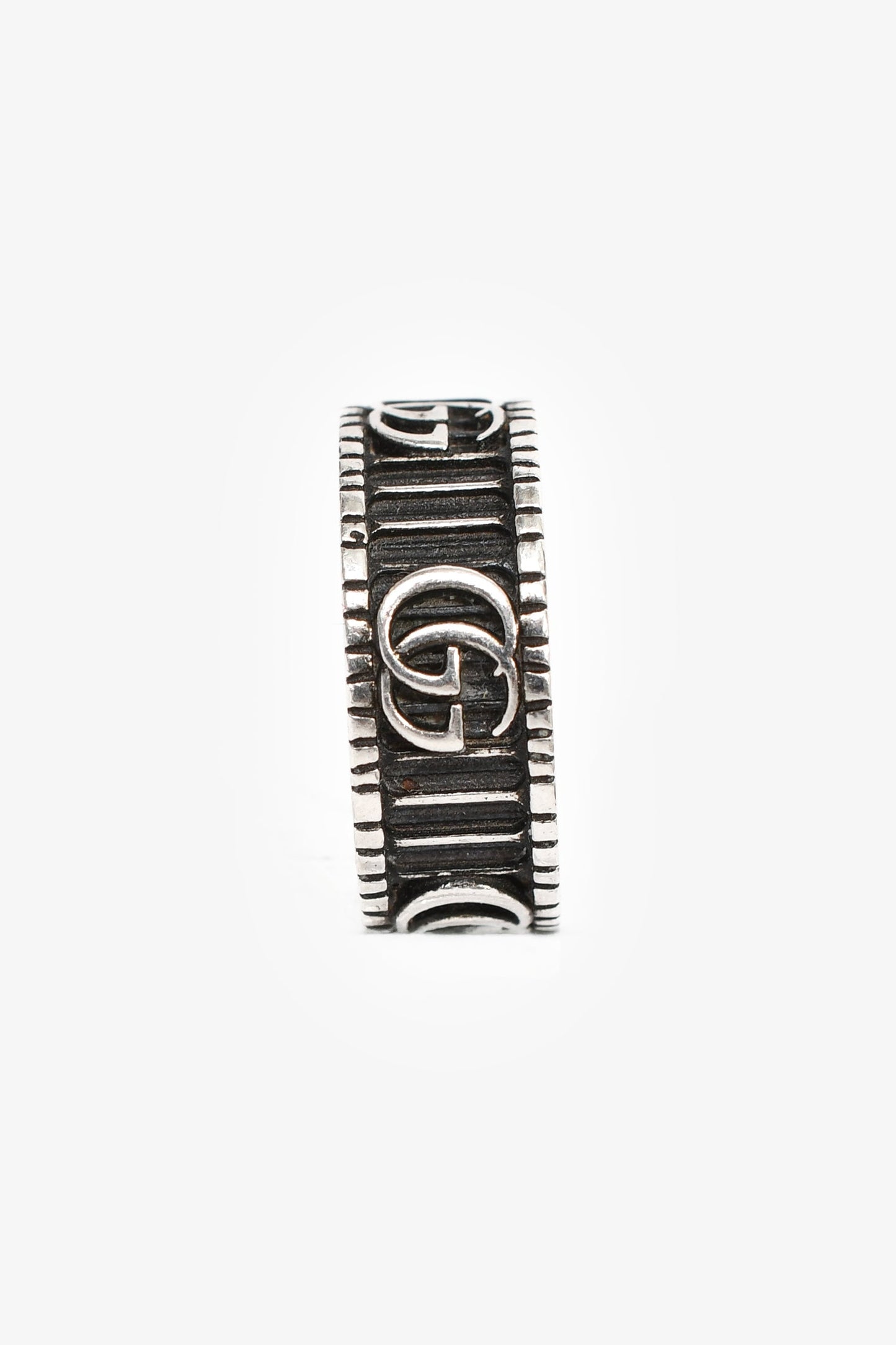 Gucci Sterling Silver Double G Rope Wide Ring Size 10