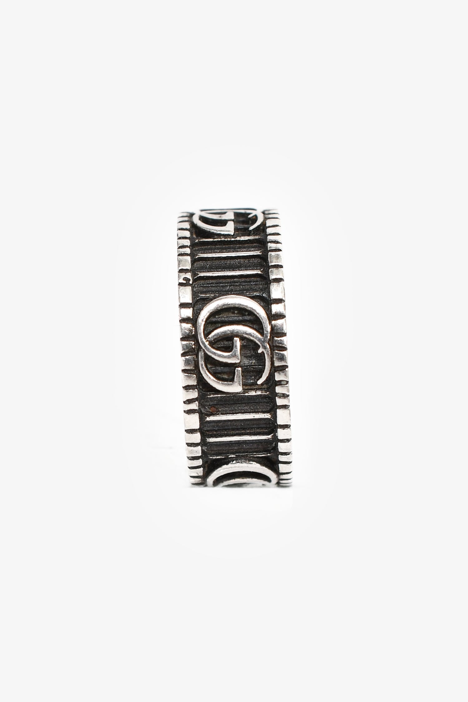Gucci Sterling Silver Double G Rope Wide Ring Size 10