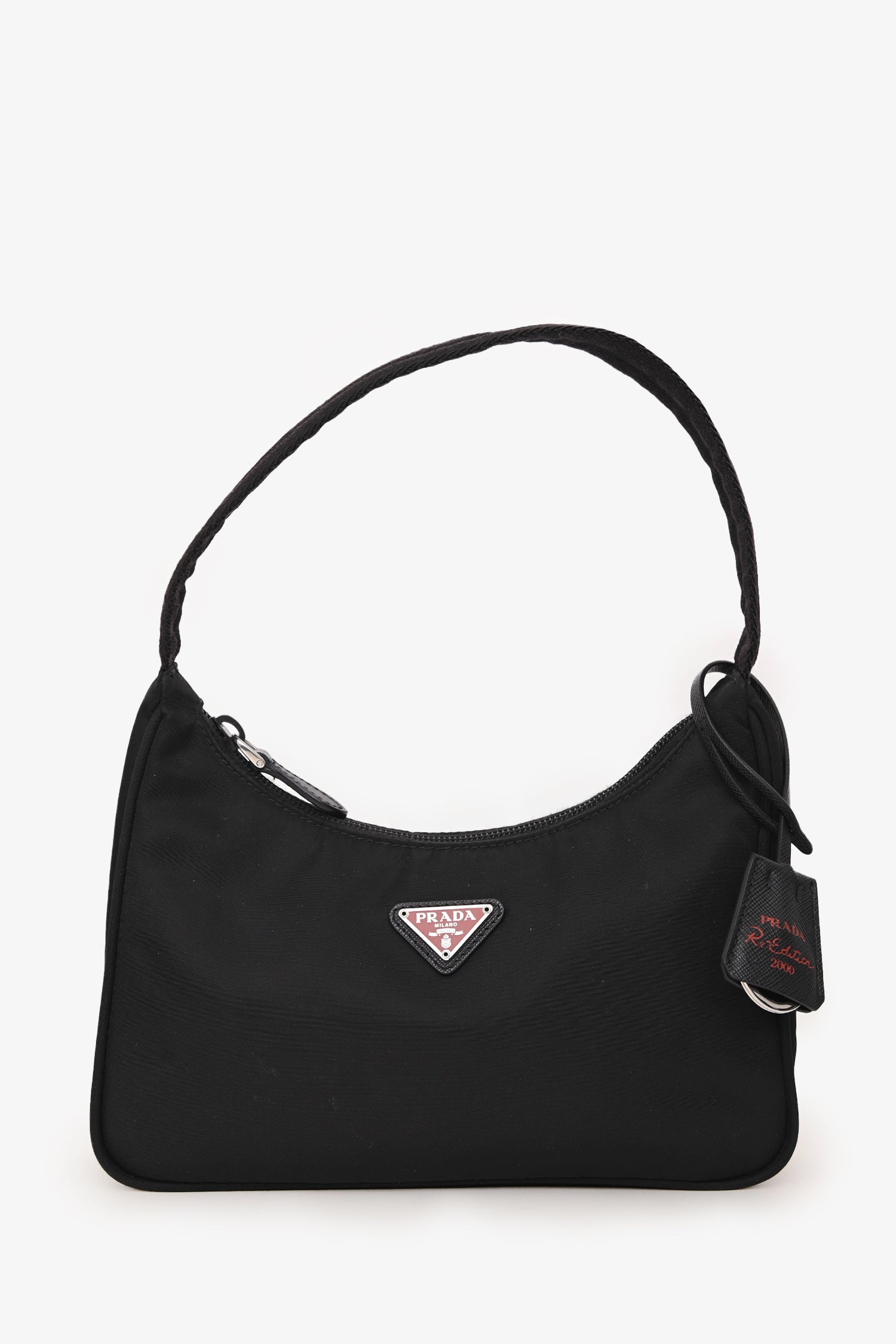 Prada Shoulder Bag Re-Edition Nylon Black Red