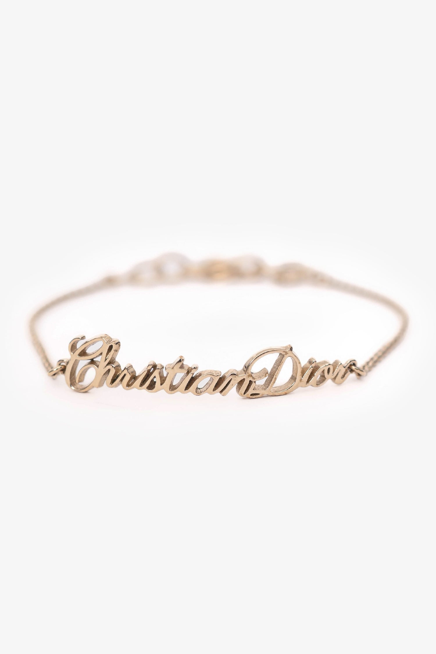 Dior Handbag Christian Tone Bracelet Gold Logo Jewelry