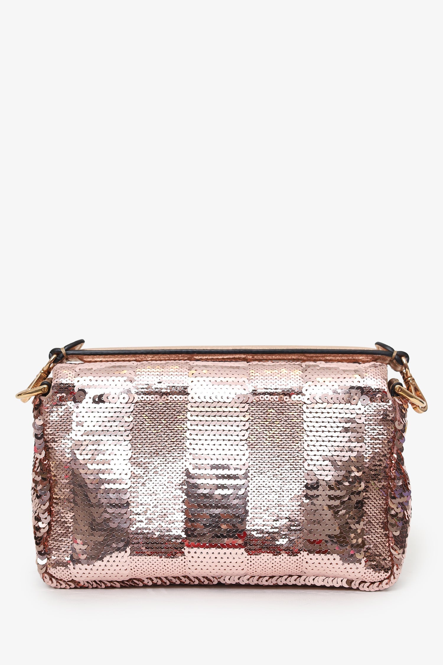 Fendi Sequin Ff Baguette Bag With Strap Pink Mini Shoulder Bag