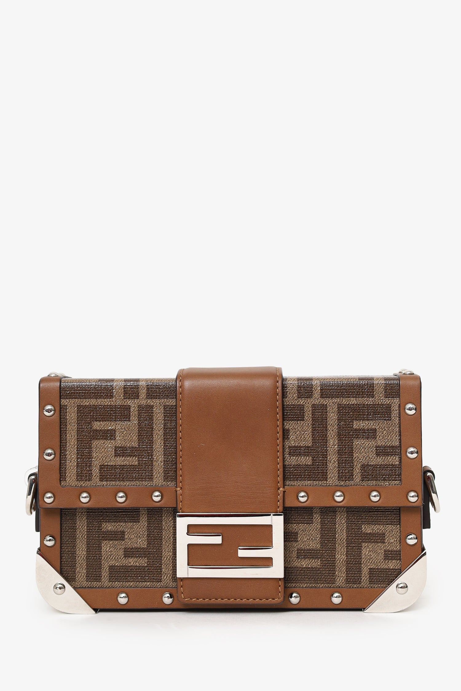 Fendi Crossbody Bag FF Baguette Trunk Bag Brown Shoulder Bag