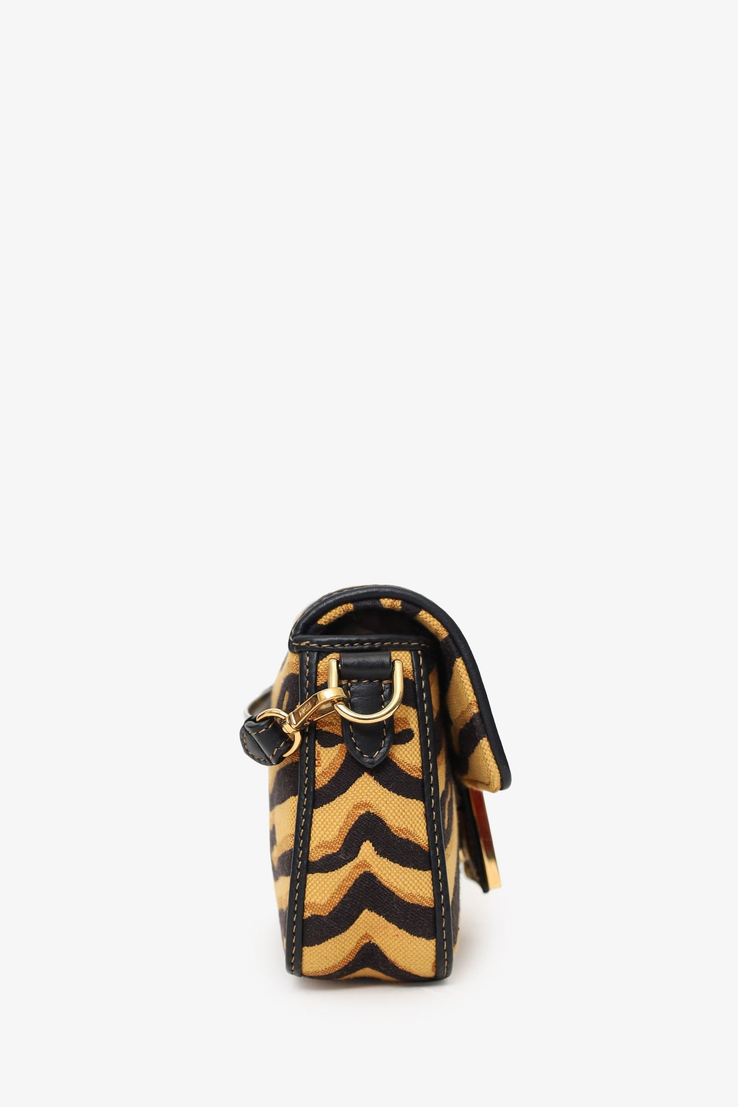 Fendi Tiger Baguette Bag Canvas Embroidered Shoulder Bag