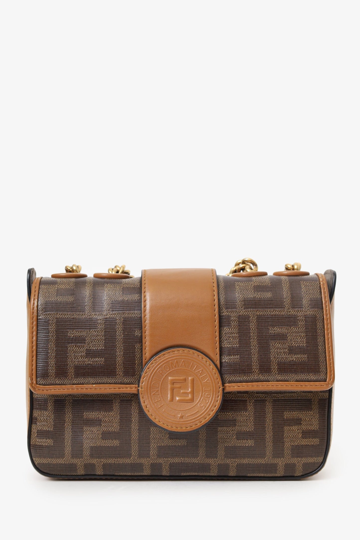 Fendi Shoulder Bag Double F Brown Mini