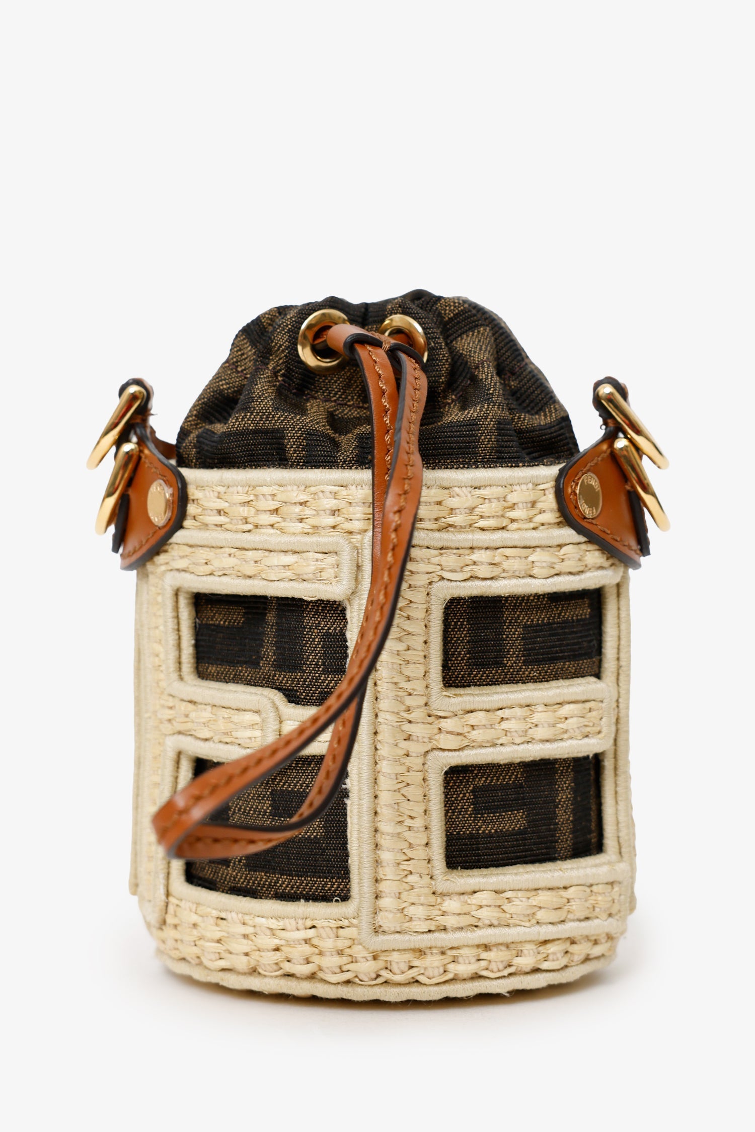 Fendi Zucca Ff Step Out Nano Bag Brown Beige Bucket Bucket Bag Bucket Bag My185852
