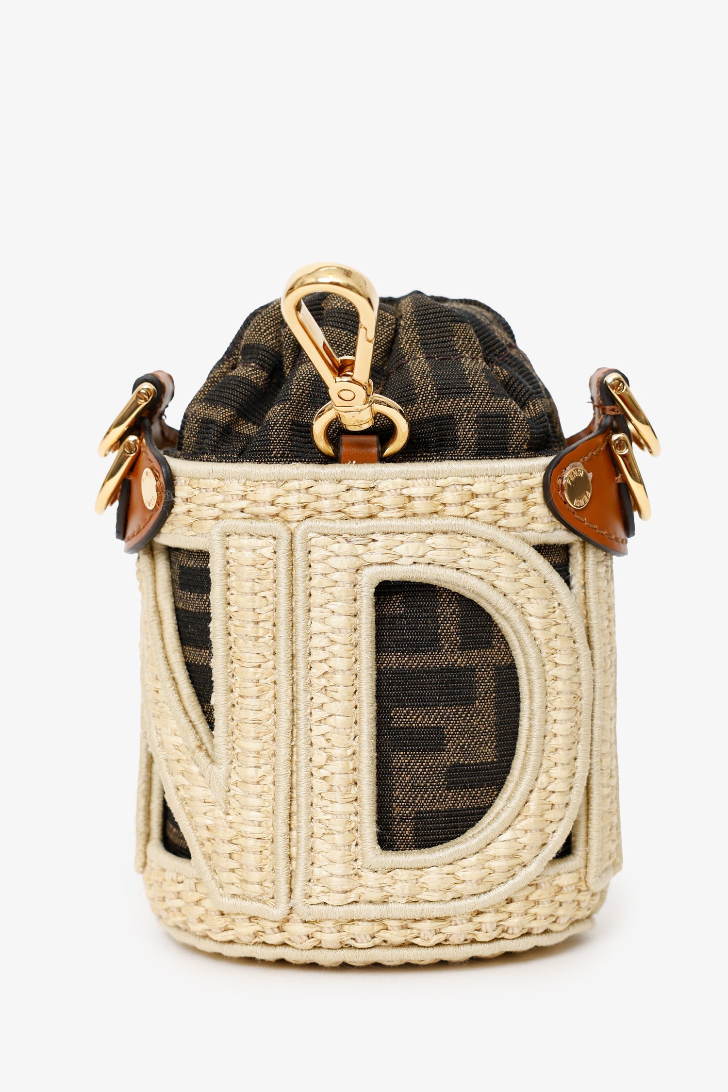 Fendi Zucca Ff Step Out Nano Bag Brown Beige Bucket Bucket Bag Bucket Bag My185852