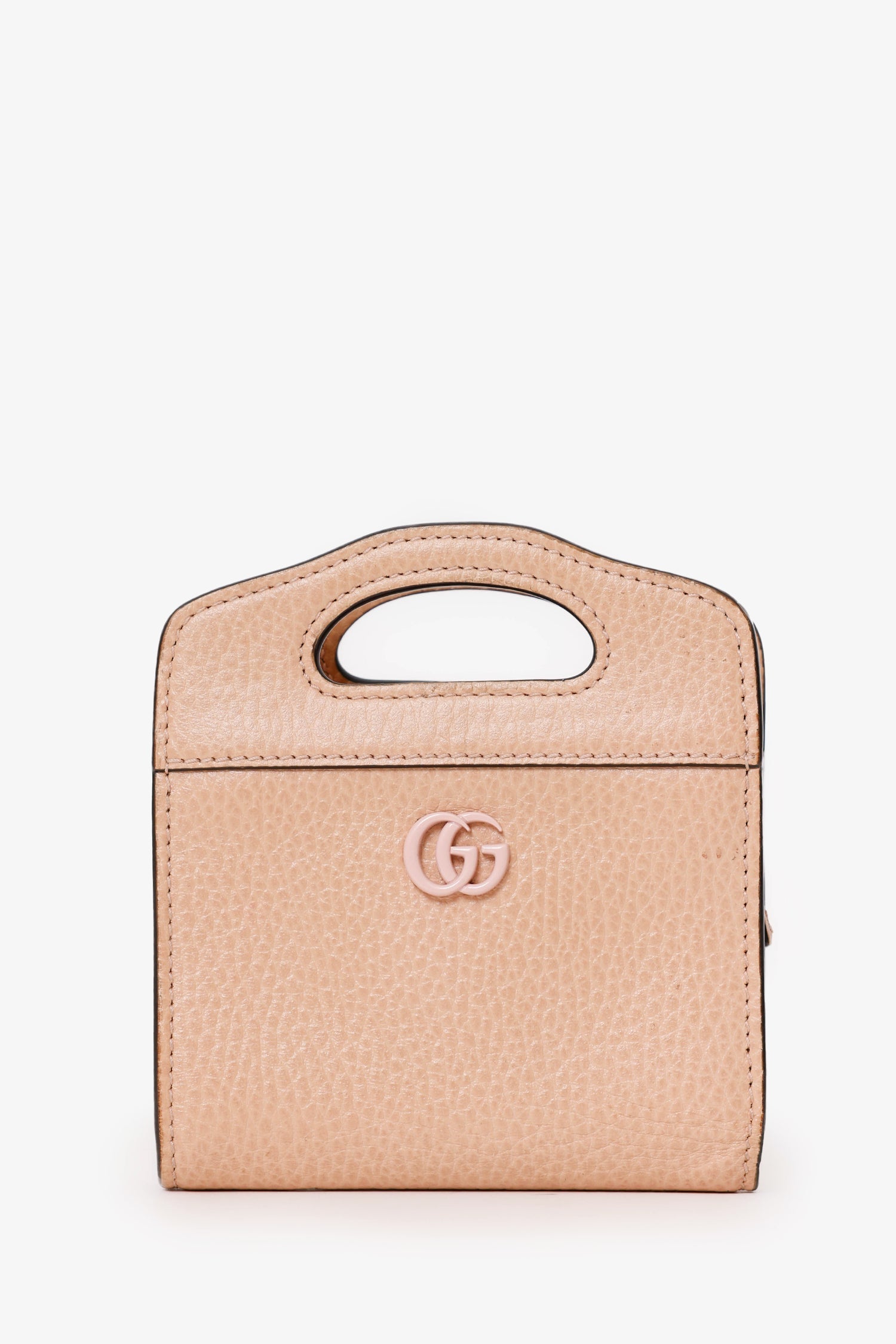 Gucci Beige Leather GG Marmont Mini Card Holder With Chain