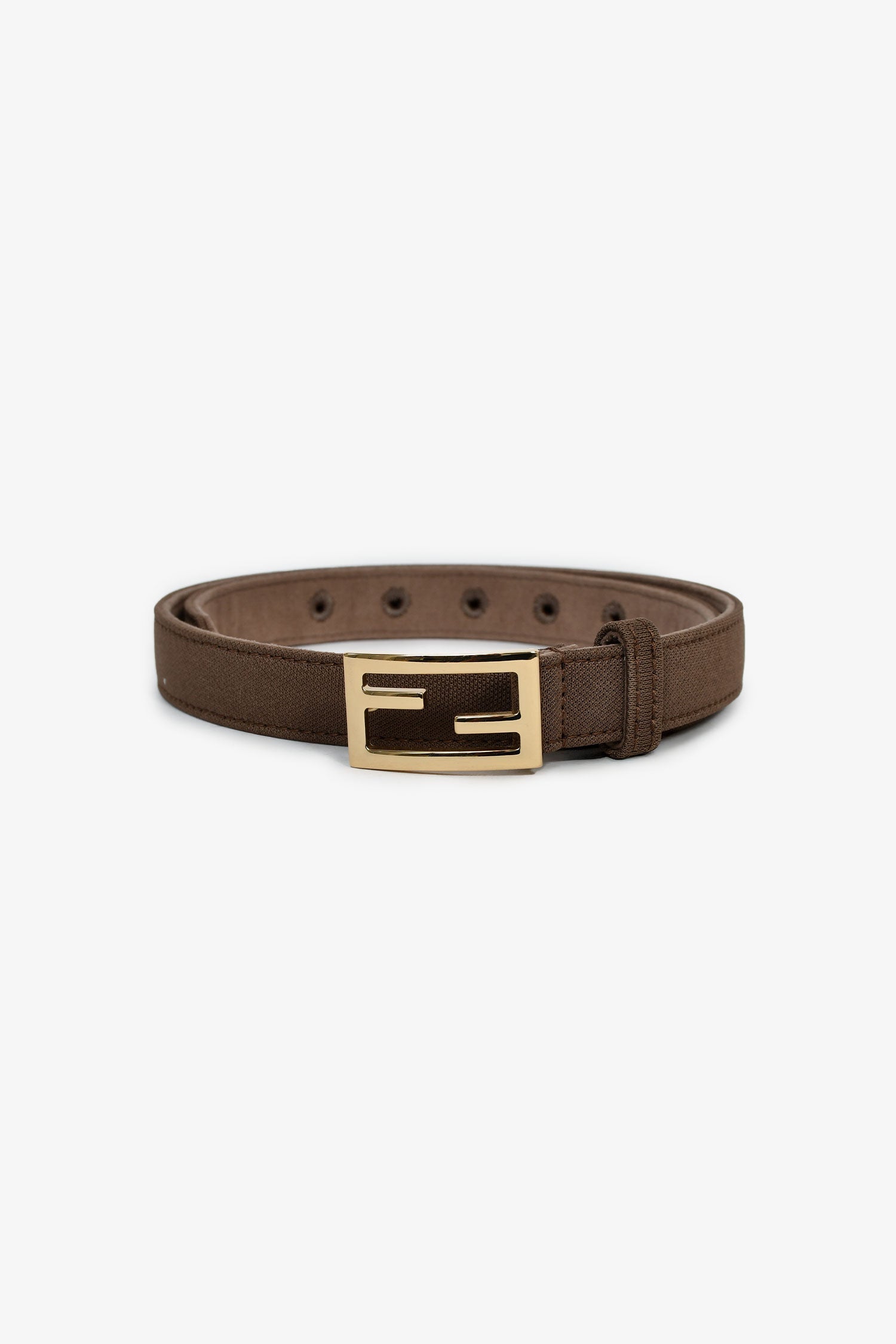 Fendi Handbag FF Belt Canvas Brown Logo