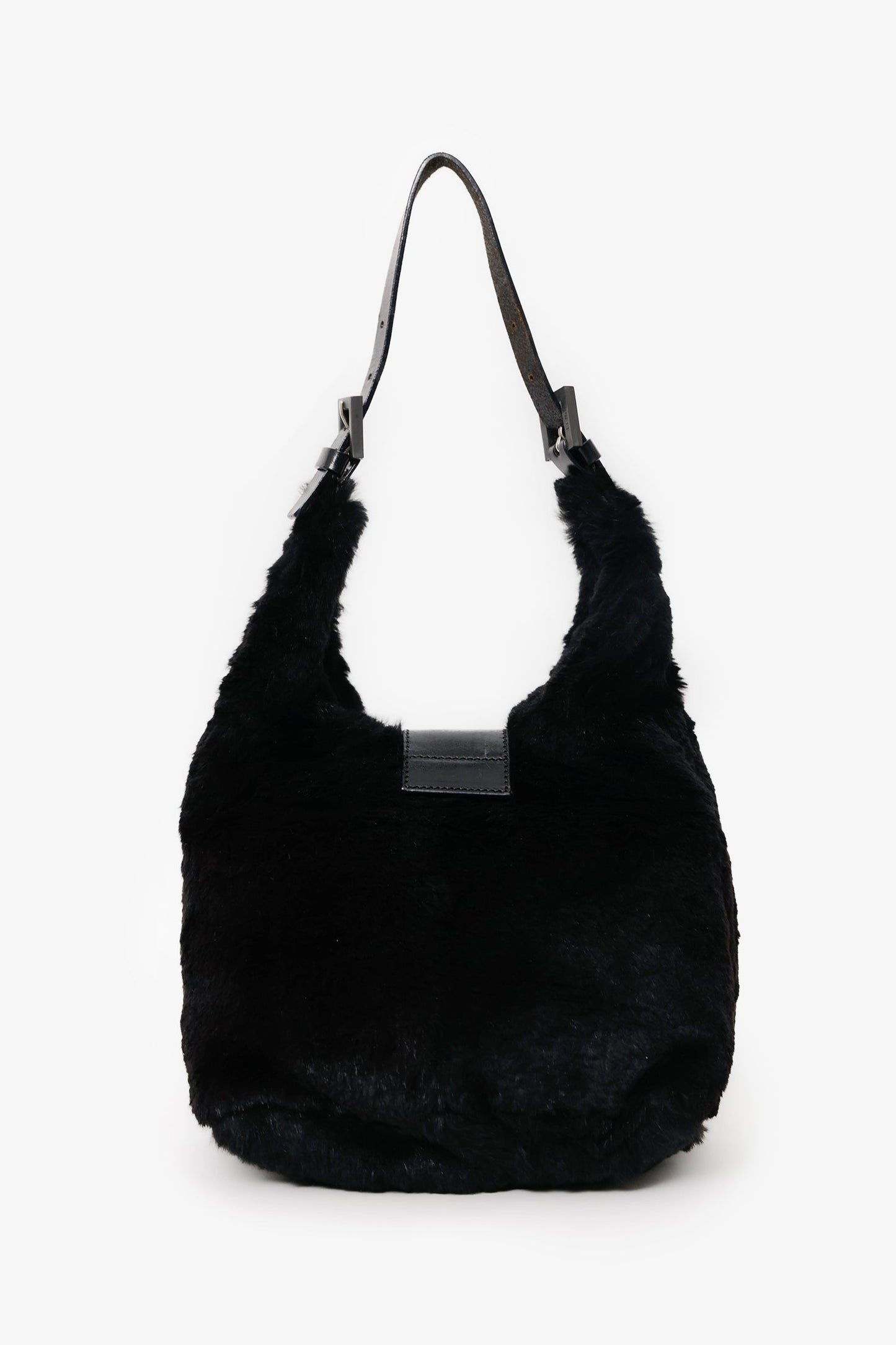 Fendi Chinchilla Fur Baguette Hobo Bag Black Shoulder Bag