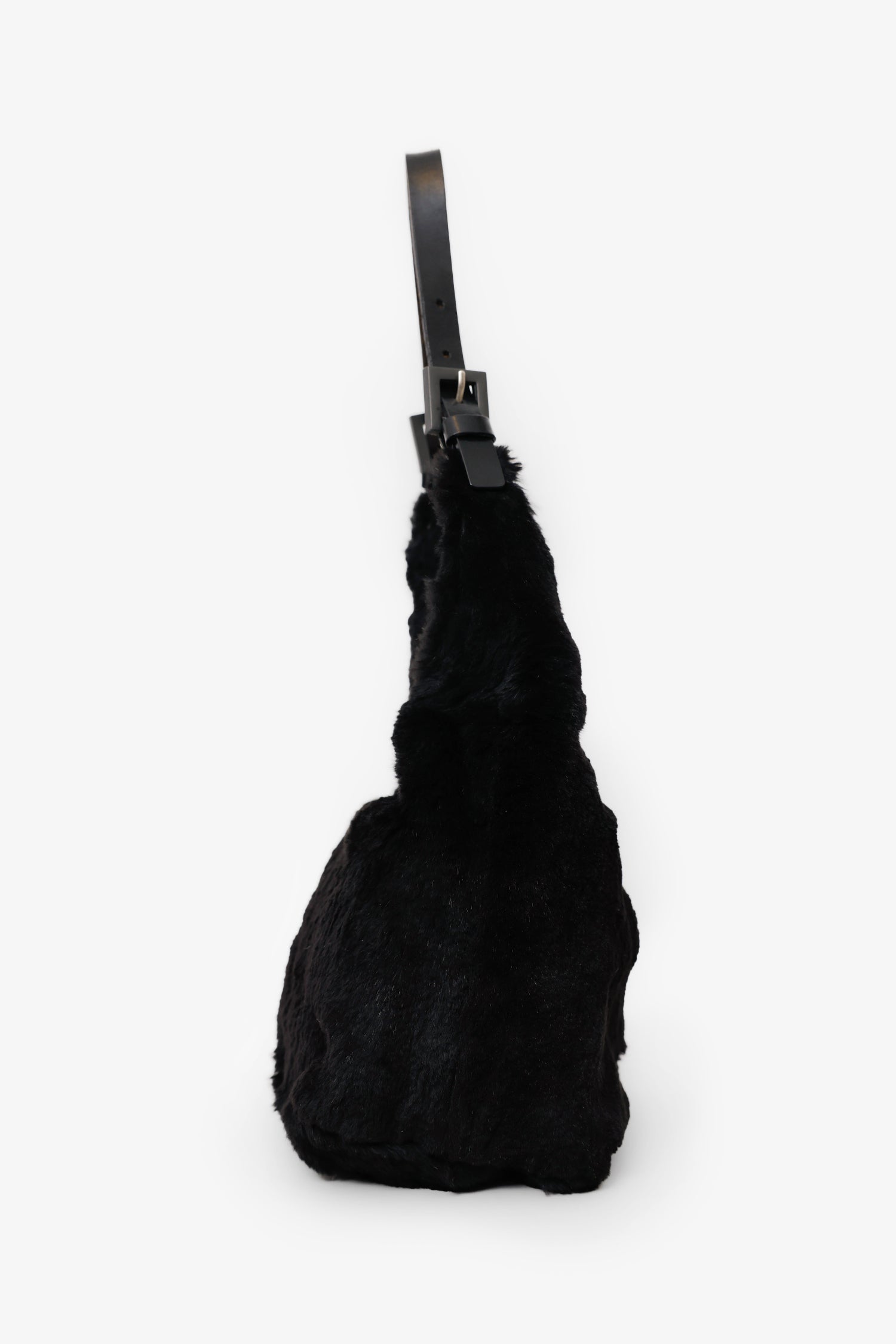 Fendi Chinchilla Fur Baguette Hobo Bag Black Shoulder Bag